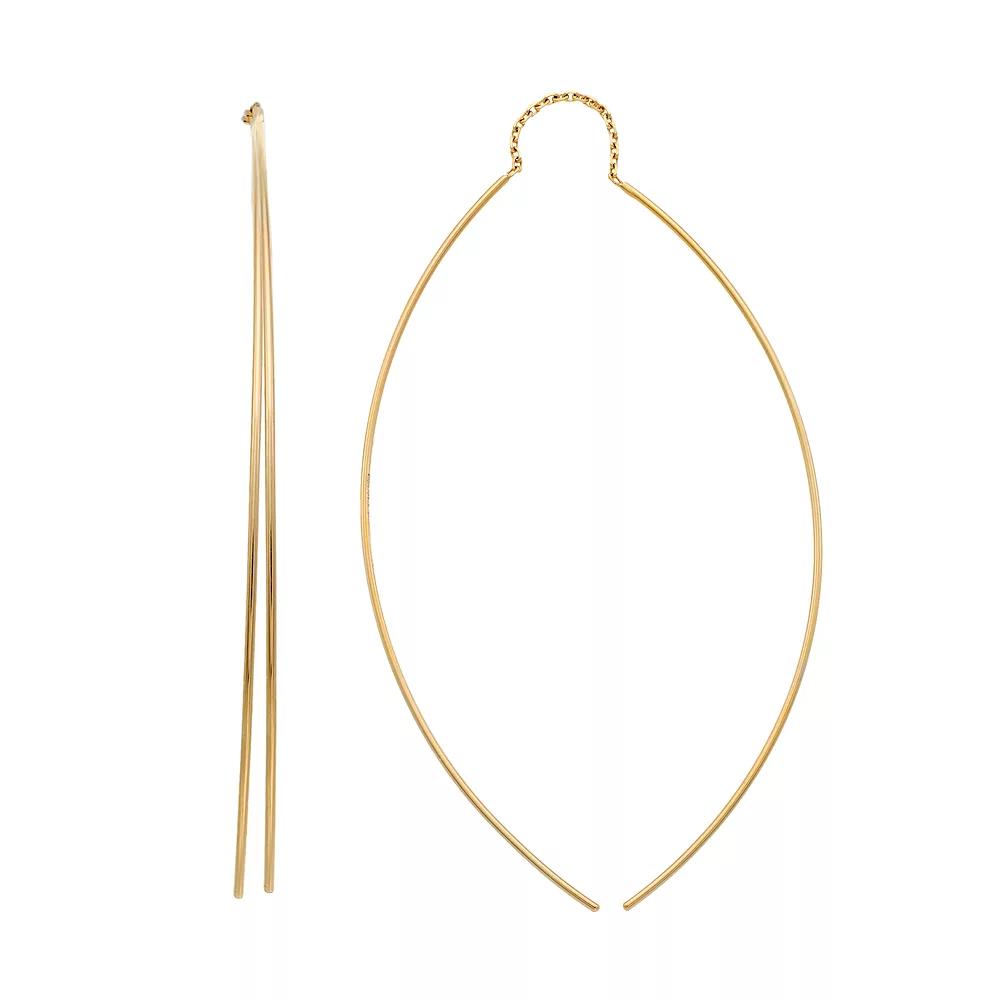 14k Gold Curved Threader Earrings, Women's Product Image