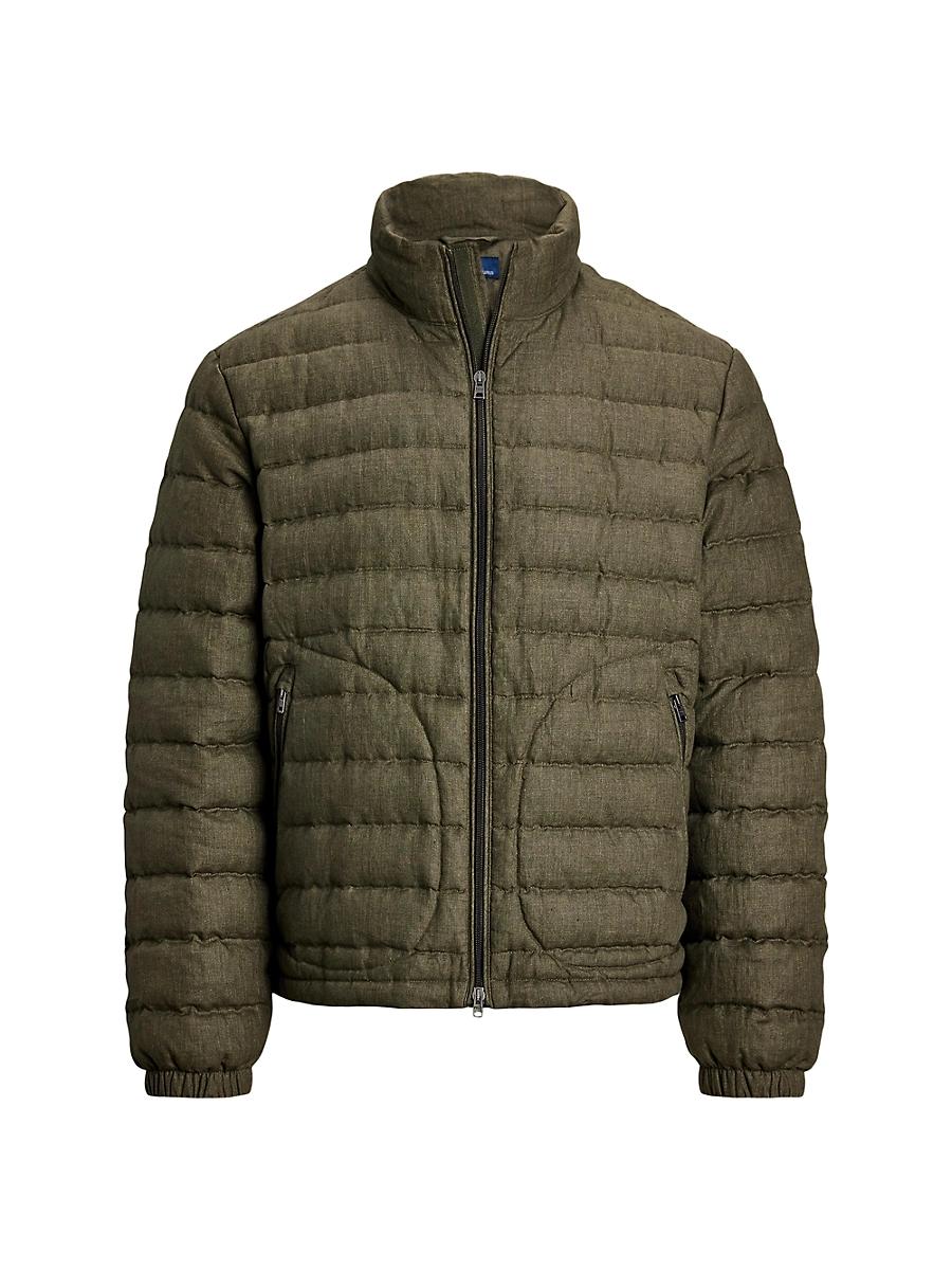 Mens Quilted Linen Down Jacket Product Image