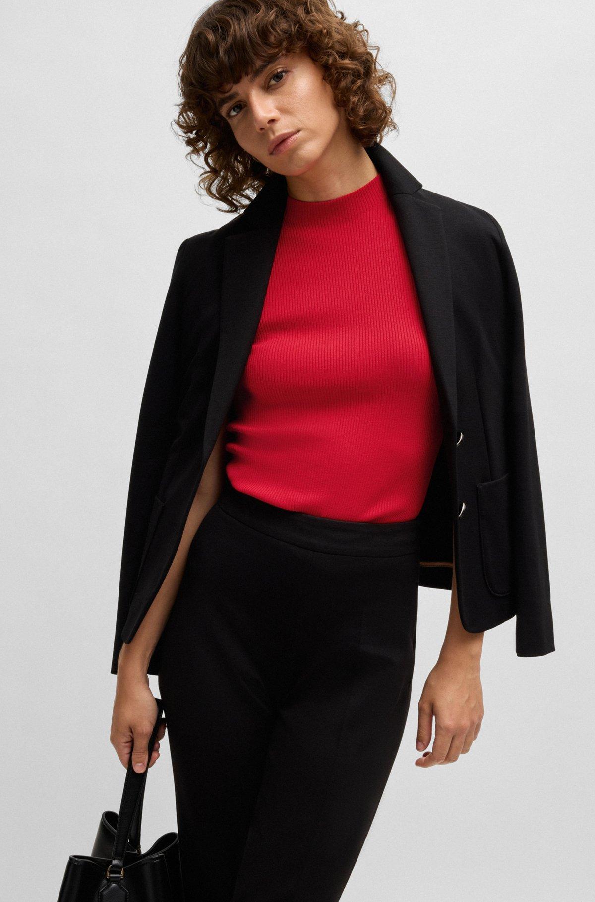 Ribbed-knit top with mock neckline Product Image