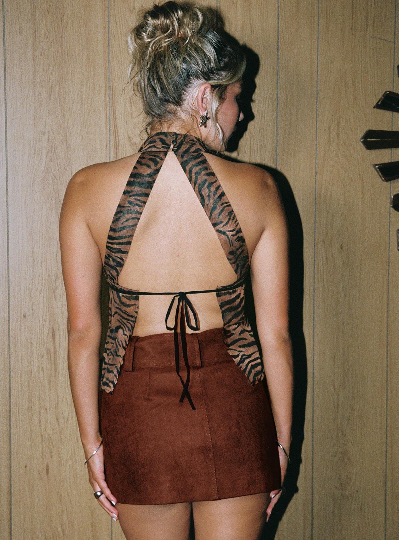 Movita Belted Mini Skirt Brown Product Image