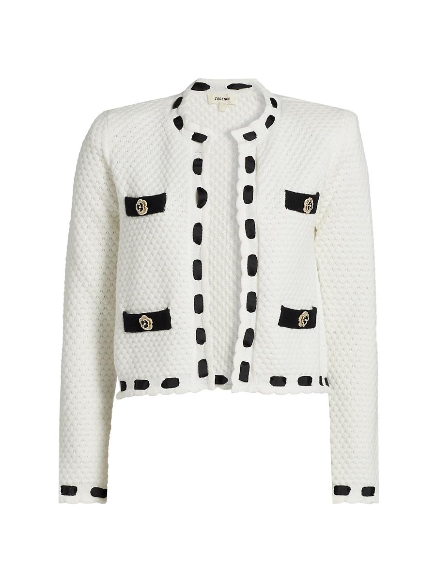 Womens Astor Cotton-Blend Crewneck Cardigan Product Image