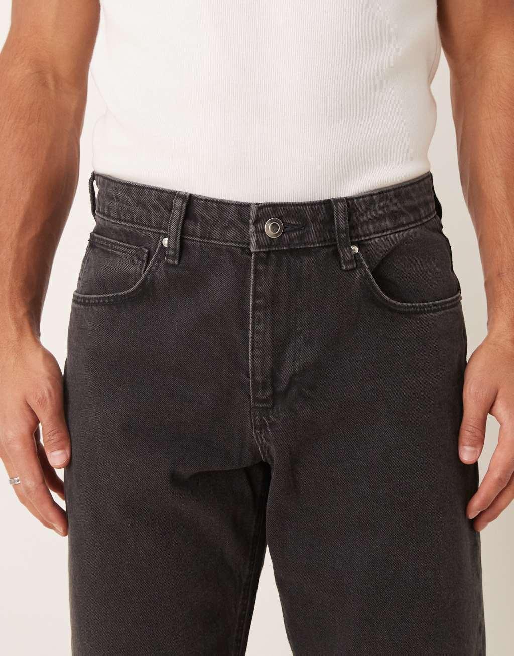 ASOS DESIGN tapered jeans in washed black  Product Image