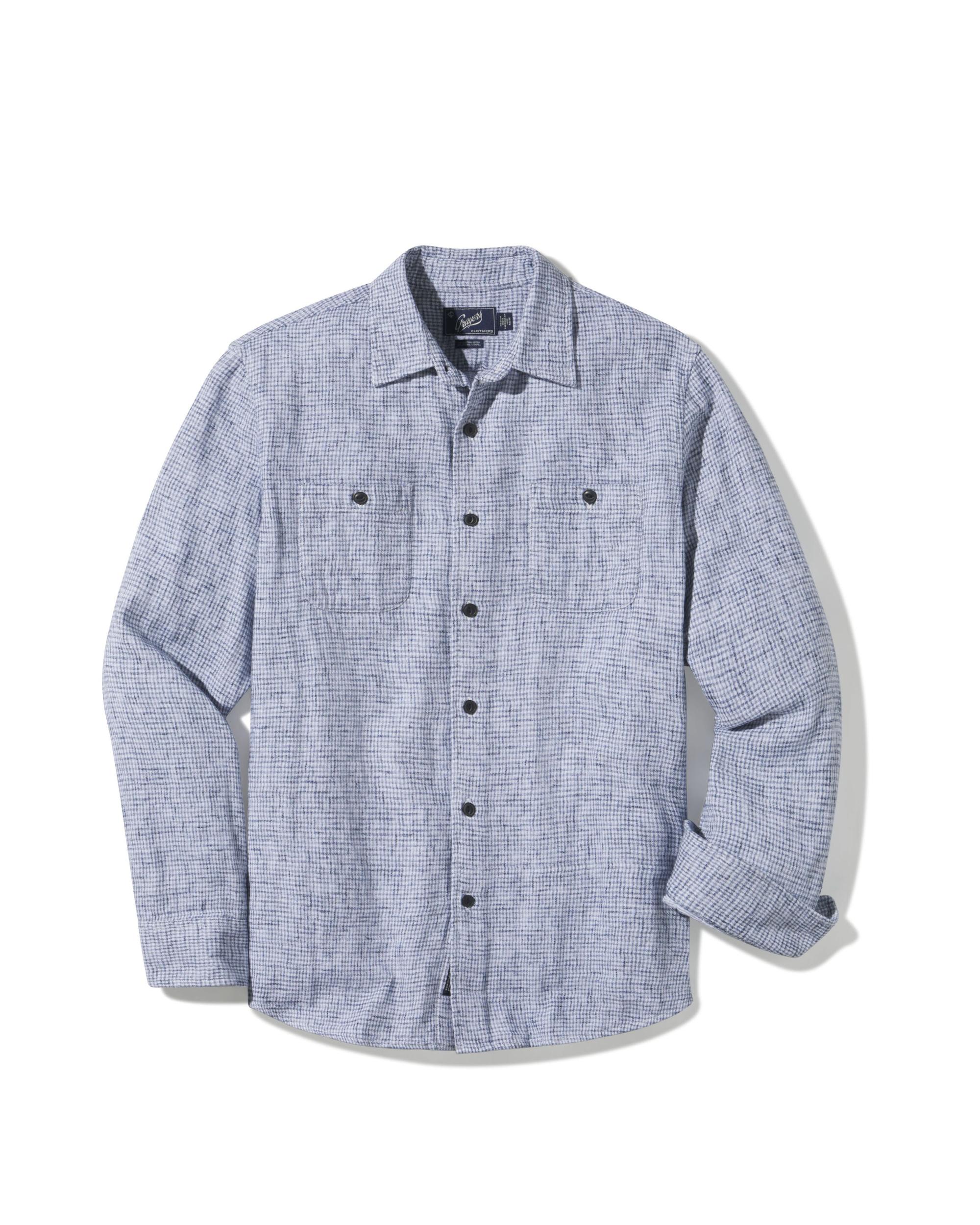 Houndstooth Double Cloth Workshirt - Cream Navy Product Image