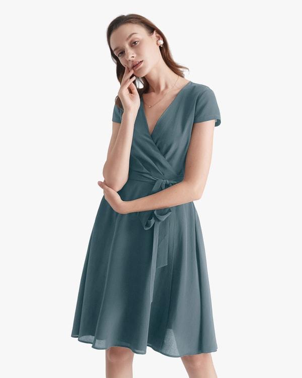 Figure Flattering Silk Wrap Dress Product Image
