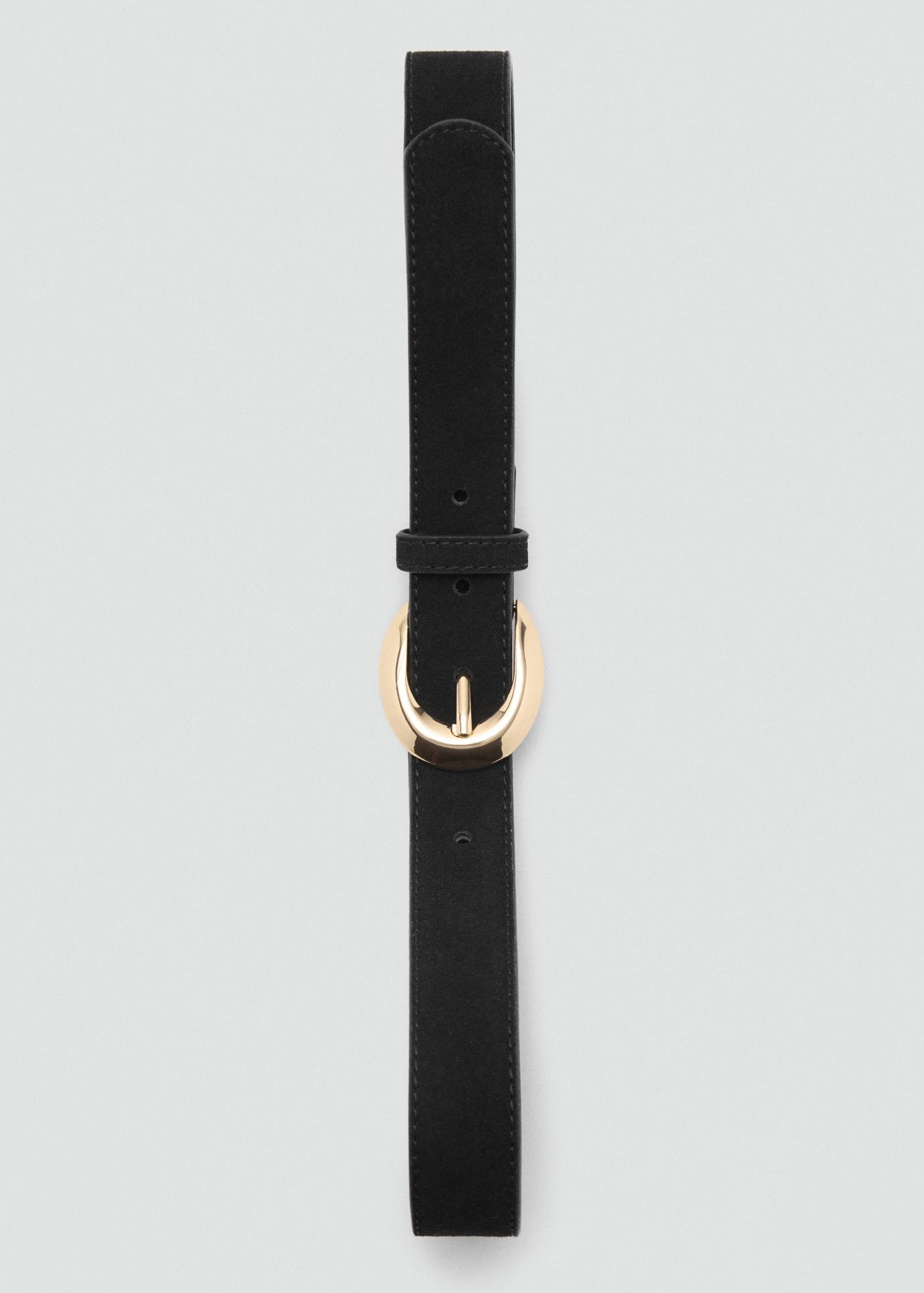 Leather belt with oval buckle - Women | MANGO USA Product Image