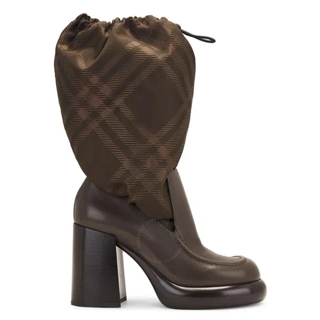 BURBERRY Leather And Nylon Blend Wedge Boots In Multicolor Product Image