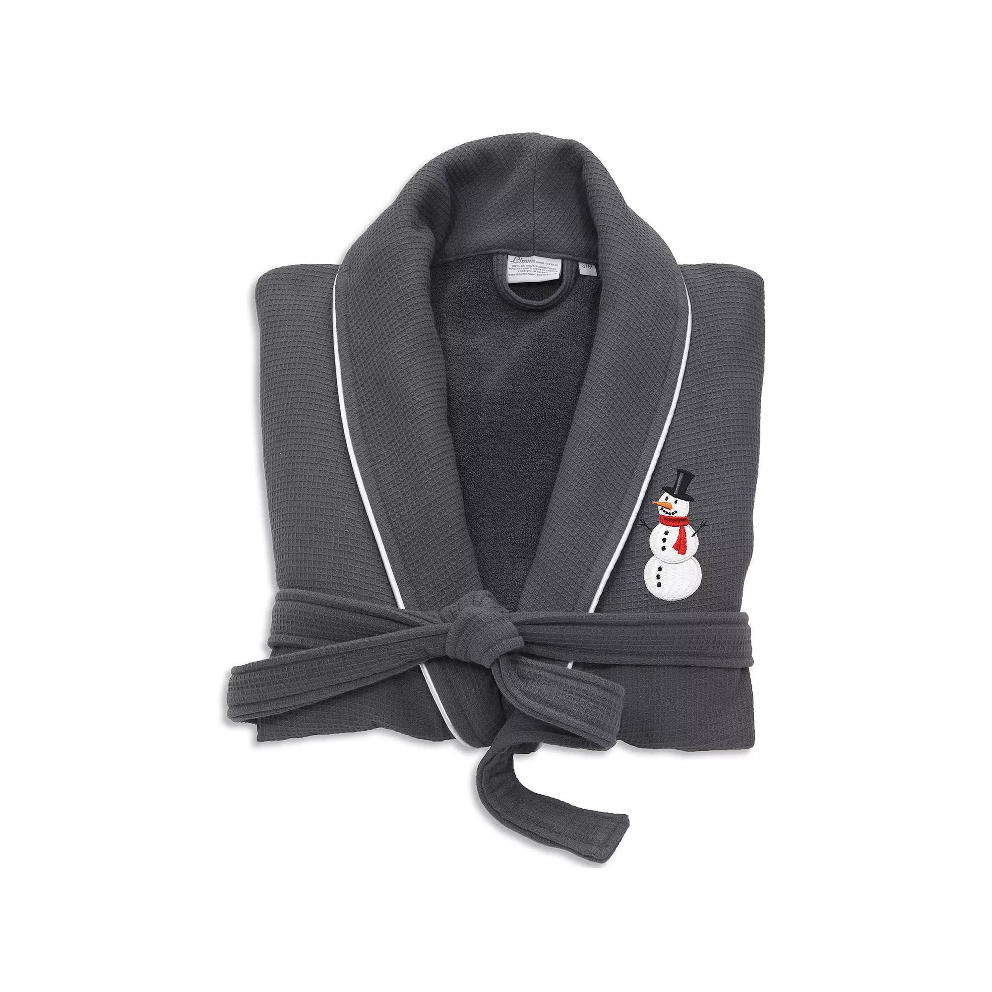 Linum Home Textiles Waffle Weave Terry Embroidered Snowman Bathrobe, Adult Unisex,  Product Image