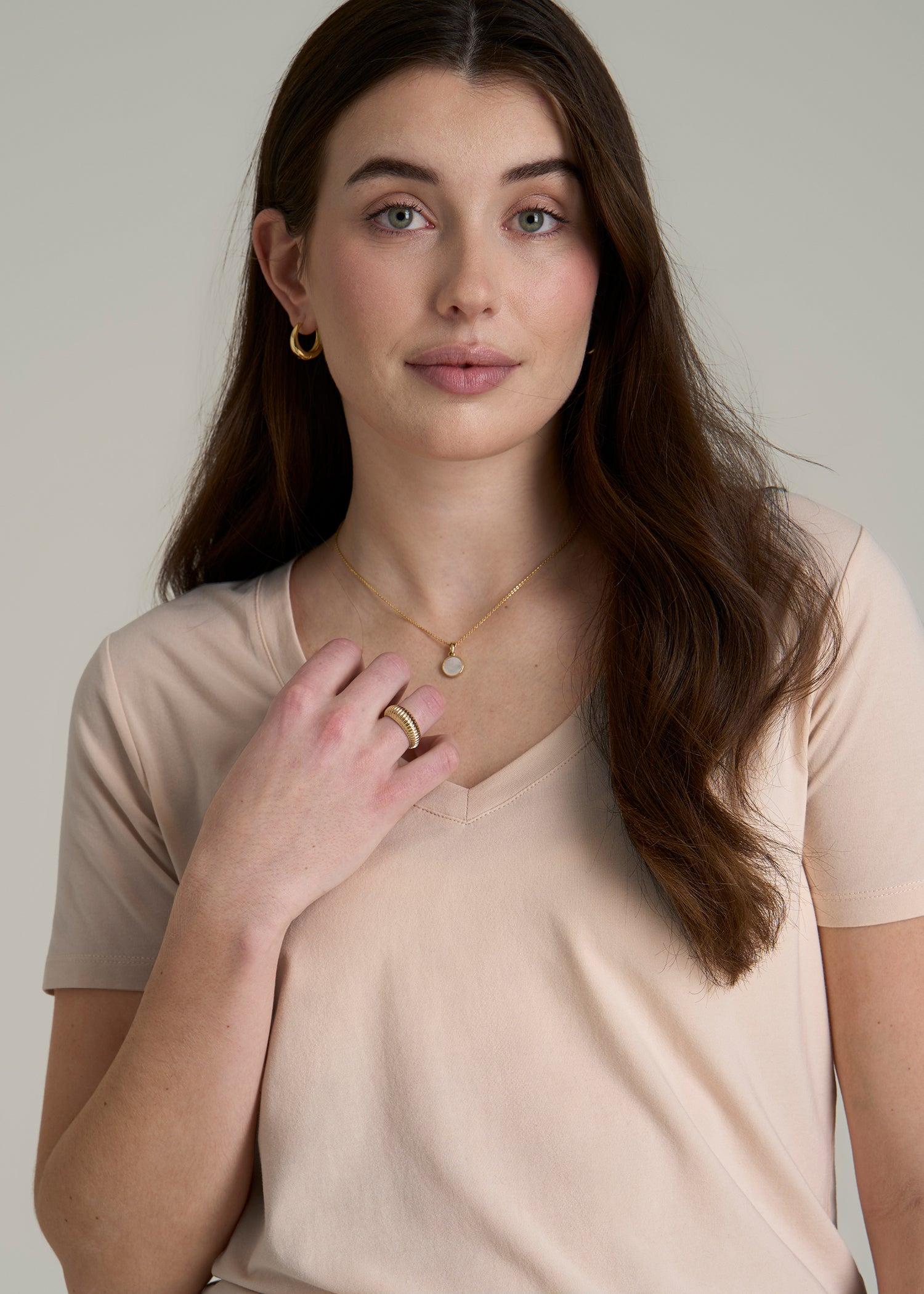 Scoop V-Neck Tee for Tall Women in Shell Female Product Image