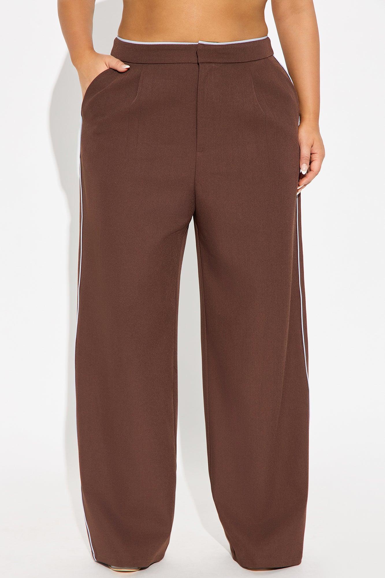 Faye Wide Leg Trouser Pants - Brown/combo Female Product Image