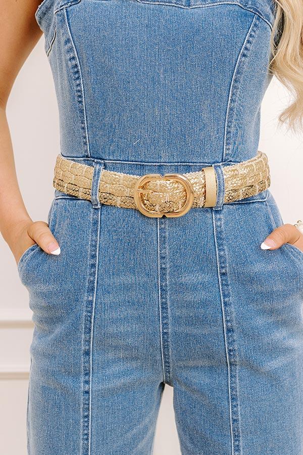 Coastal Cutie Raffia Woven Belt in Gold Product Image