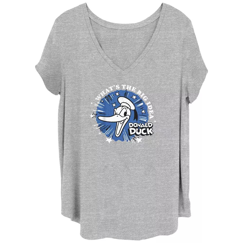 Disney's 100th Anniversary Women's Donald Duck What's the Big Idea Retro V-Neck Tee, Girl's,  Product Image