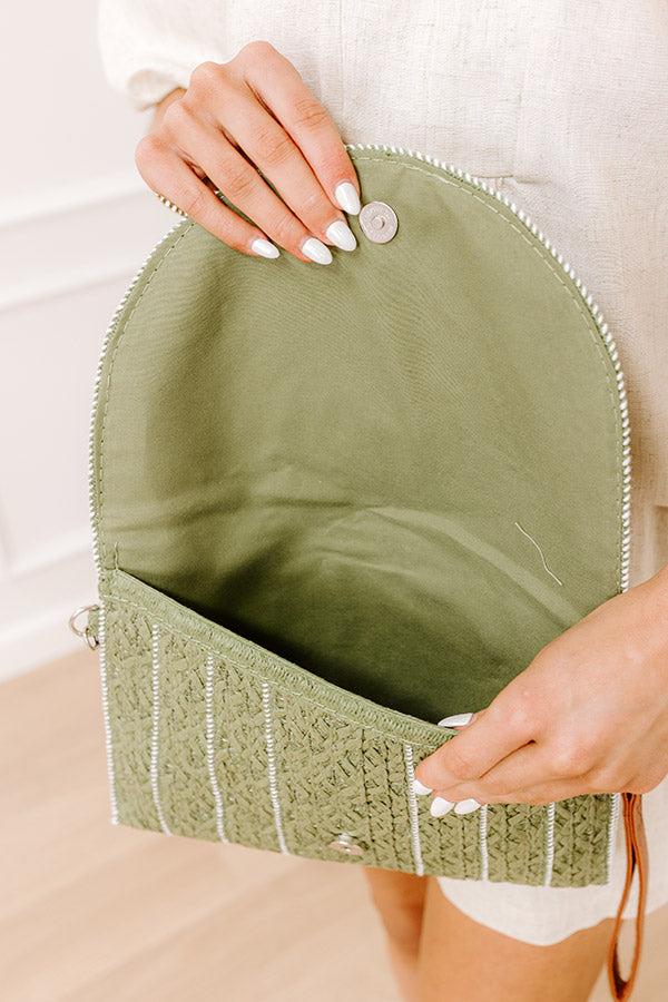 Bungalow Party Raffia Woven Clutch in Olive Product Image