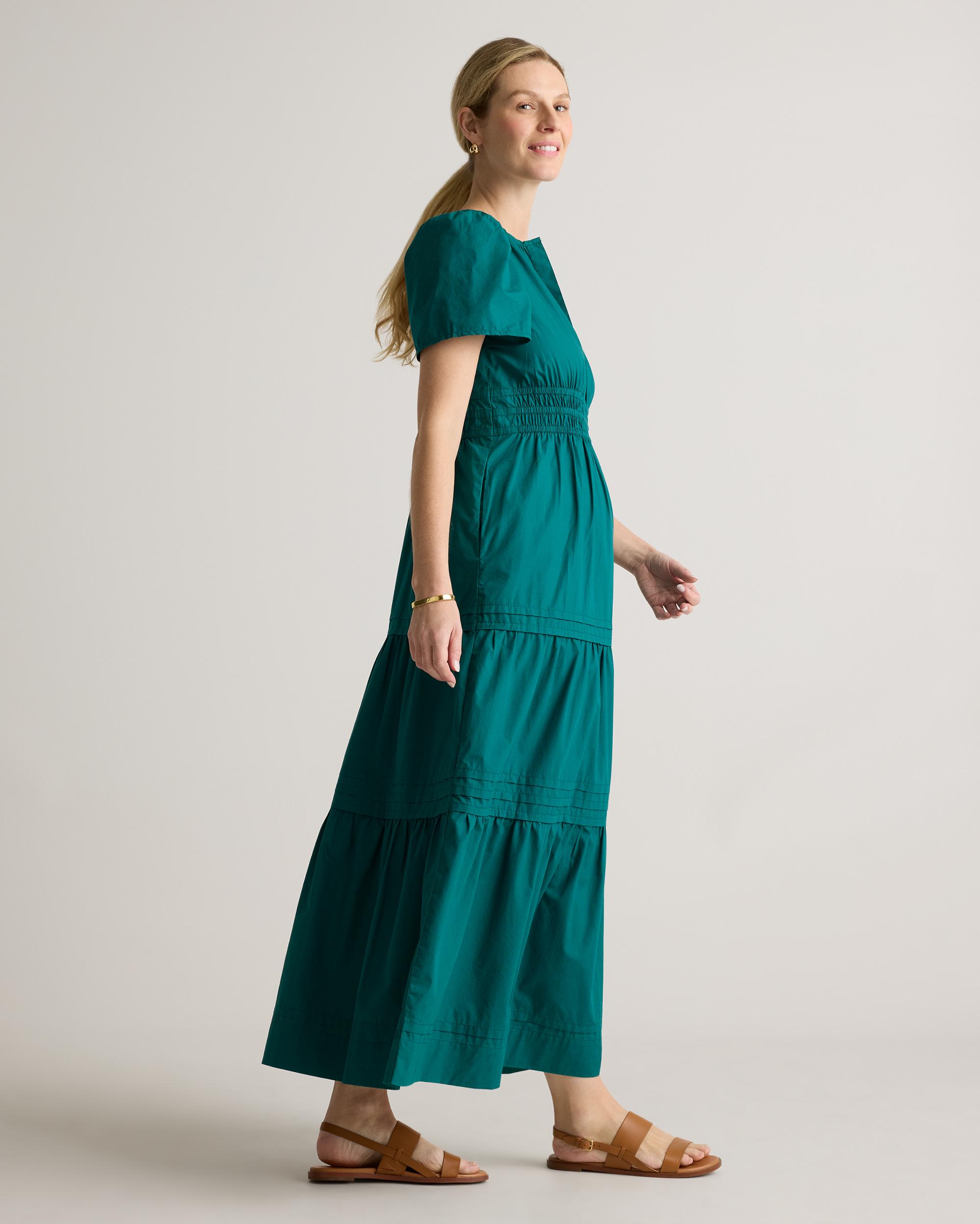 Quince | Women's Poplin Maternity Tiered Maxi Dress Size XL, Organic Cotton Product Image