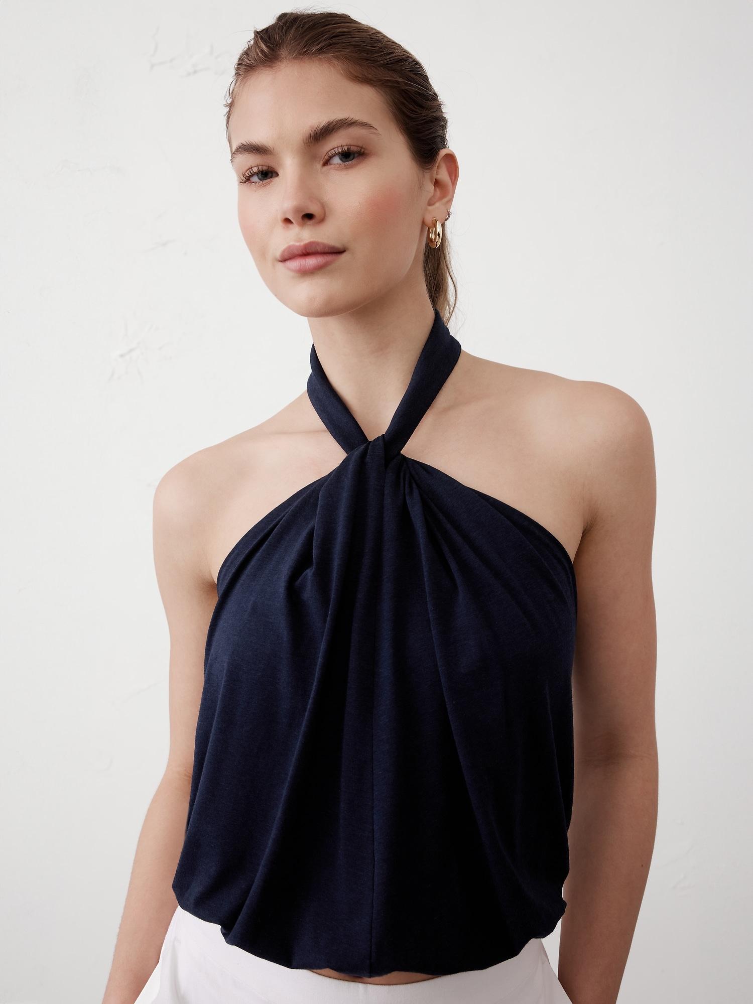 Twist-Neck Cropped Halter Top Product Image