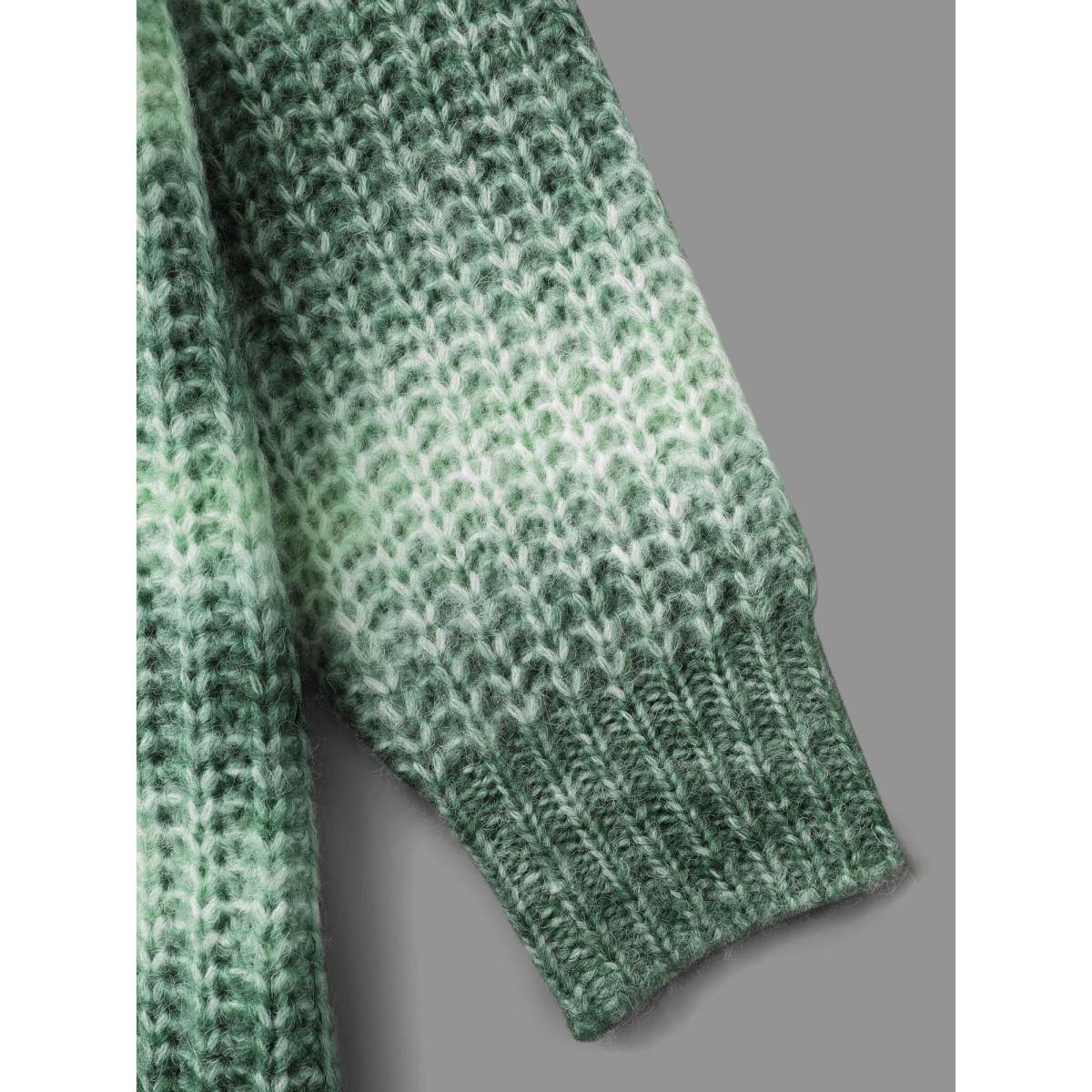 Plus Size Striped Ribbed Knit Drop Shoulder Pullover Moss Women Casual Loose Long Sleeve Round Neck Everyday Pullovers BloomChic 14-16/1X Product Image