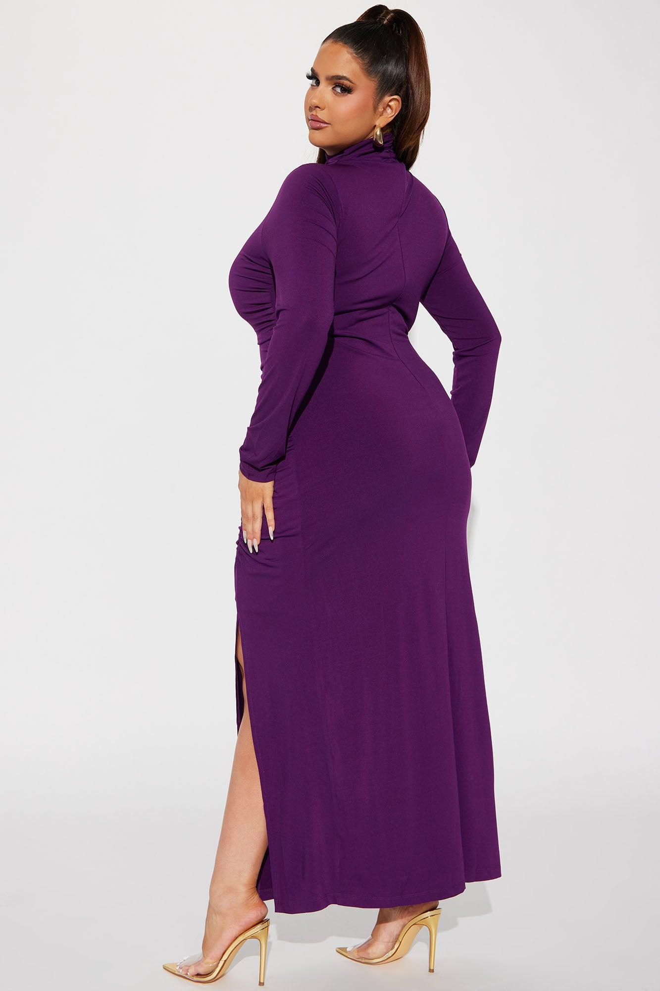 Nat Ruched Maxi Dress - Eggplant Product Image