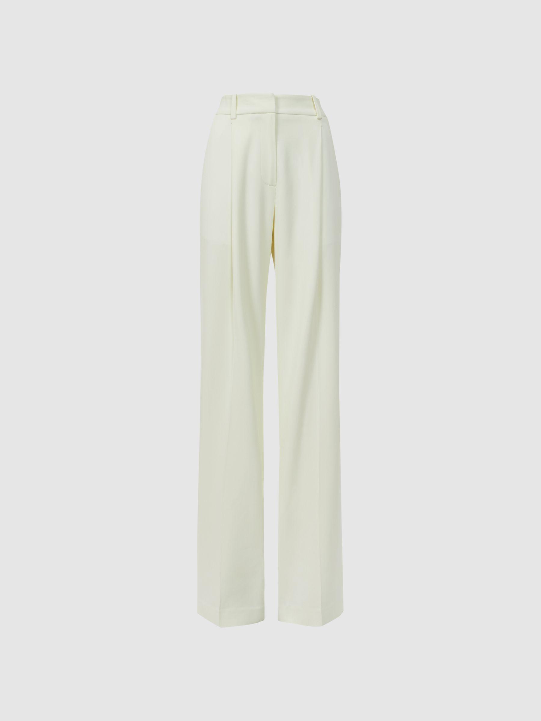 Mid Rise Wide Leg Trousers in Pale Yellow Product Image