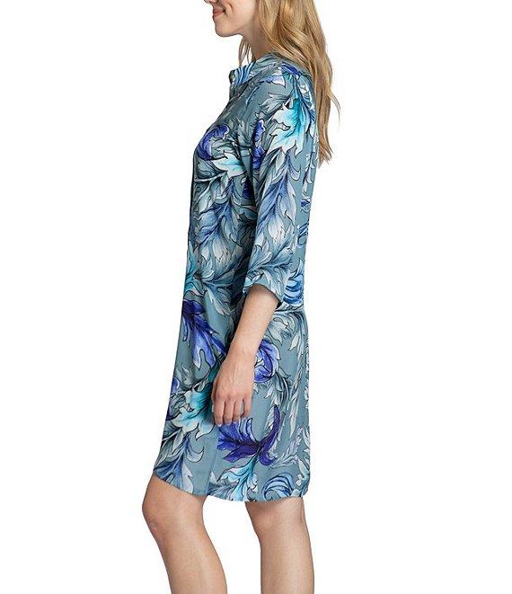 APNY Botanical Point Collar 3/4 Sleeve Shirt Dress Product Image