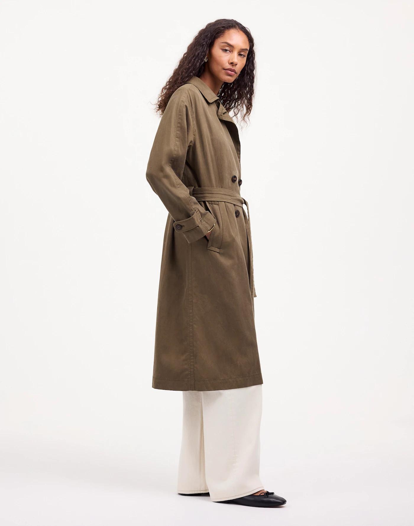Belted Trench Coat in Drapey Twill Product Image