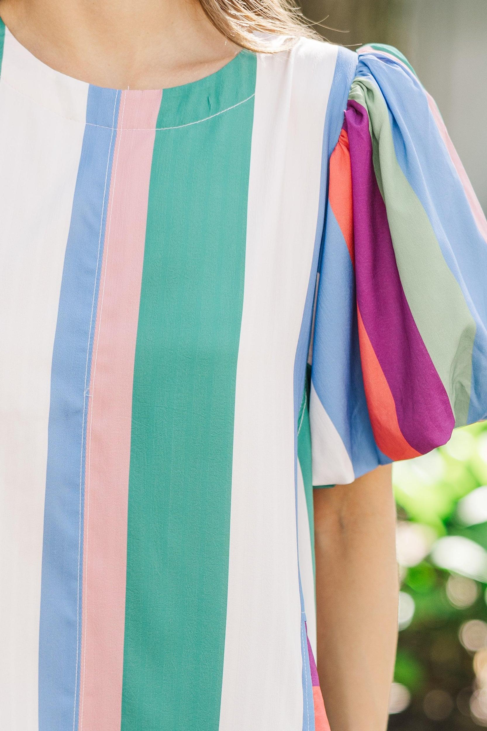 A Moment In Time Denim Blue Striped Dress Female Product Image