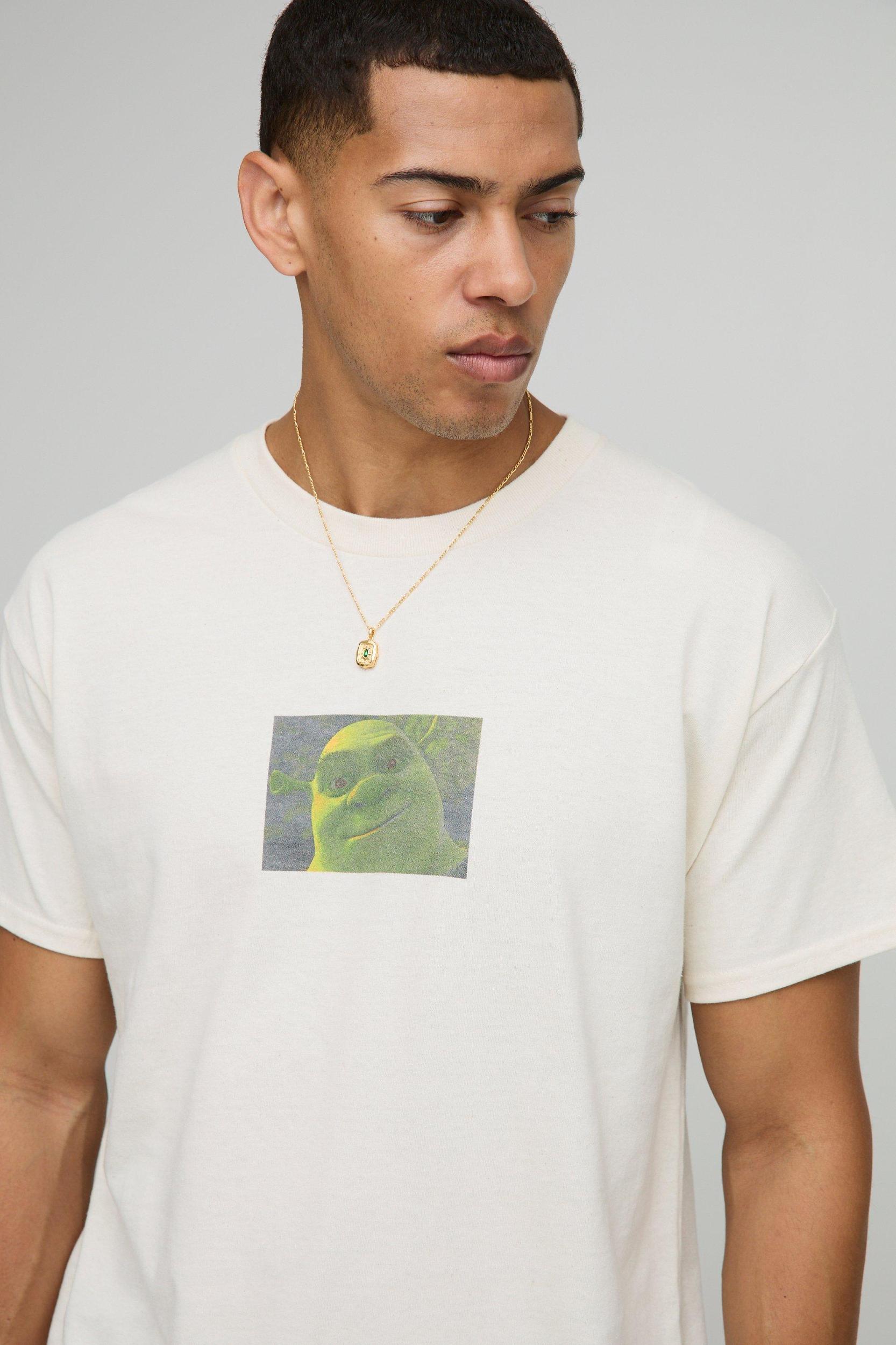 Ecru Oversized Shrek License Printed T-Shirt | boohooMAN USA Product Image
