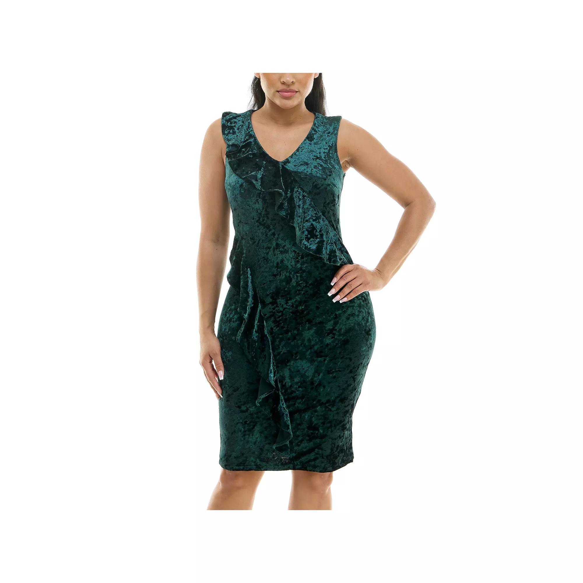 Women's Nina Leonard Velvet V-Neck Sheath Dress,  Product Image