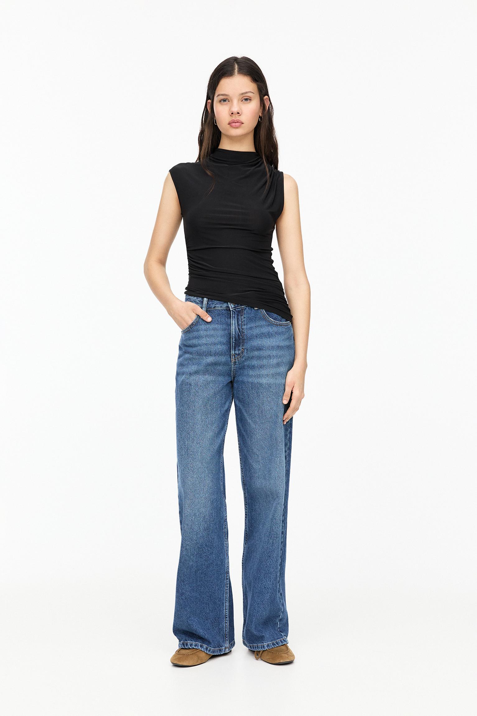 Asymmetric gathered T-shirt Product Image