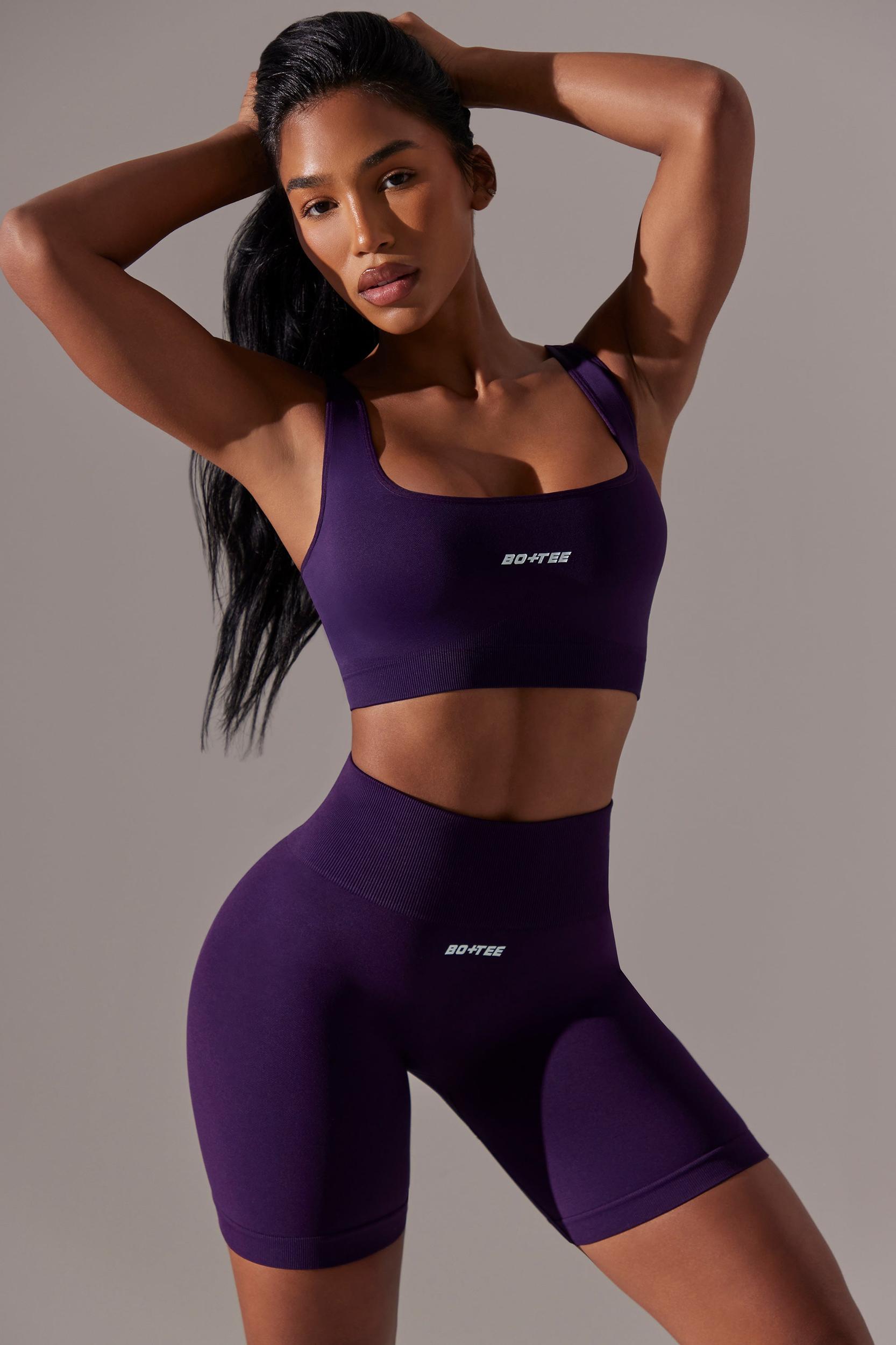 High Waist Super Sculpt Biker Shorts in Purple Female Product Image