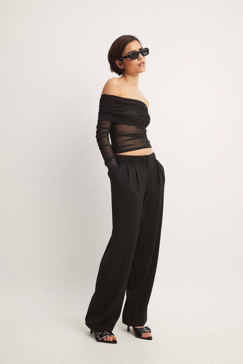 Mesh Off Shoulder Top Multicolor Product Image