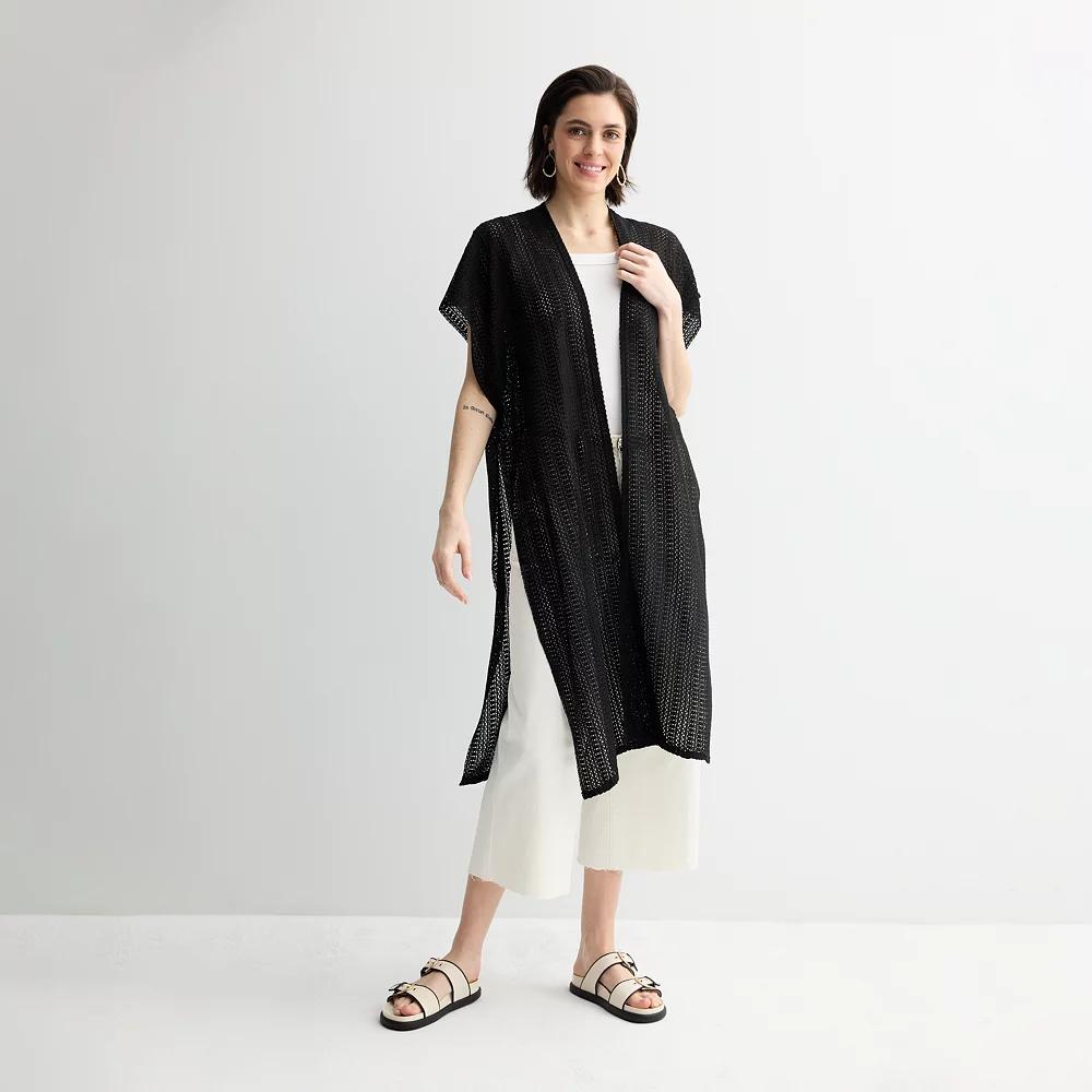 Women's Sonoma Goods For Life® Open Weave Duster, Black Product Image