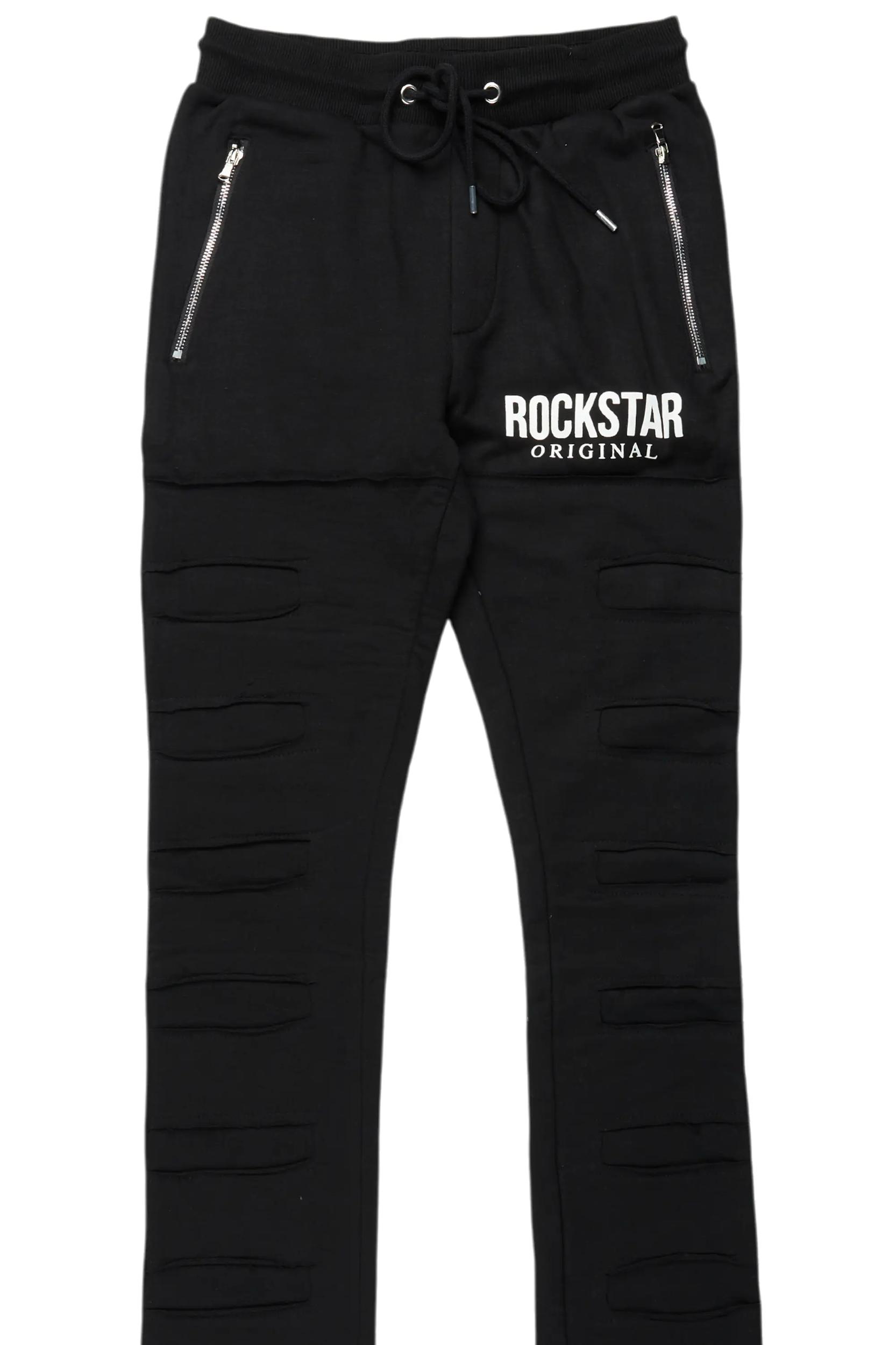 Emilio Black Stacked Flare Track Pant Male Product Image