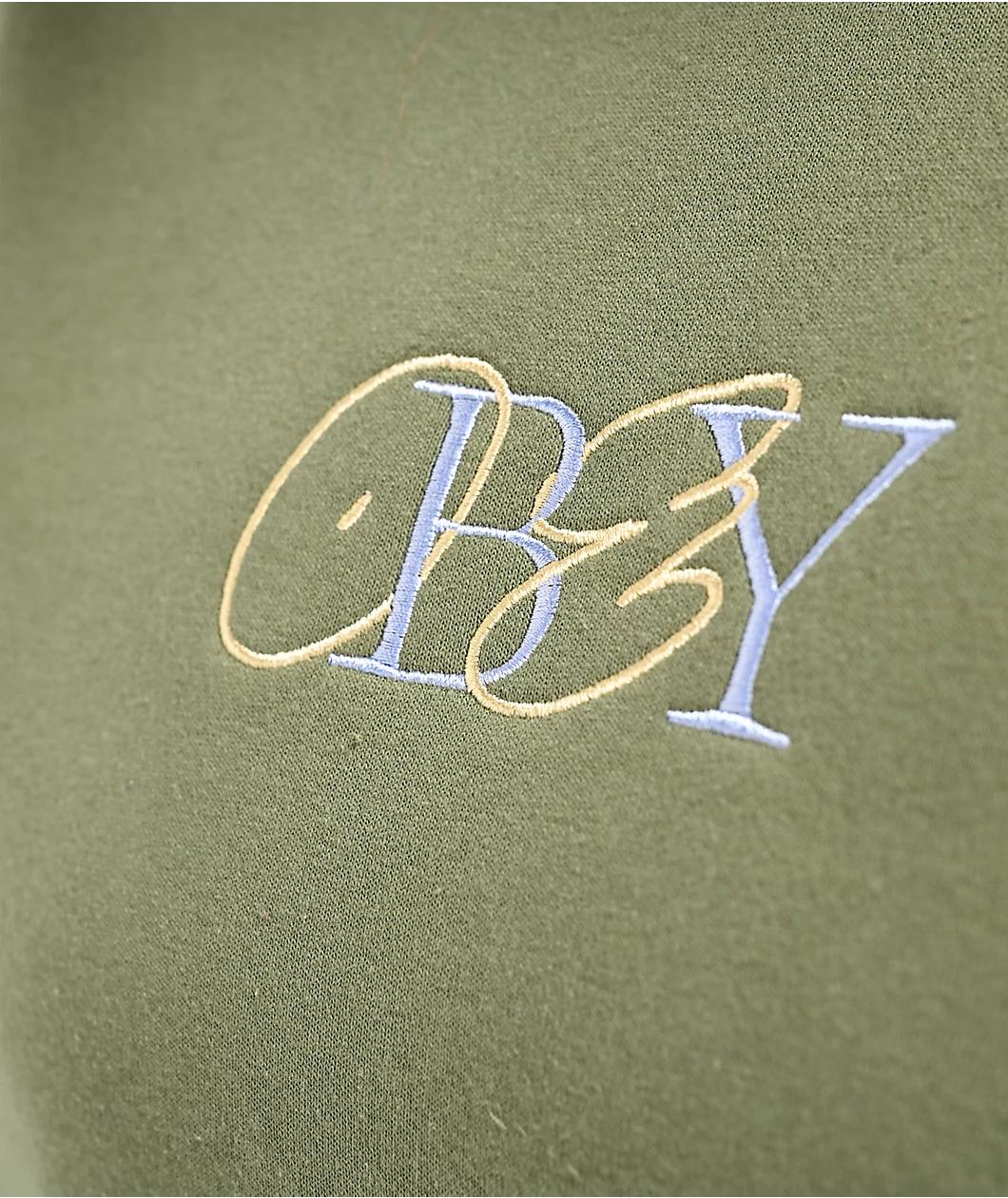 Obey Type Mix Olive Crewneck Sweatshirt Product Image