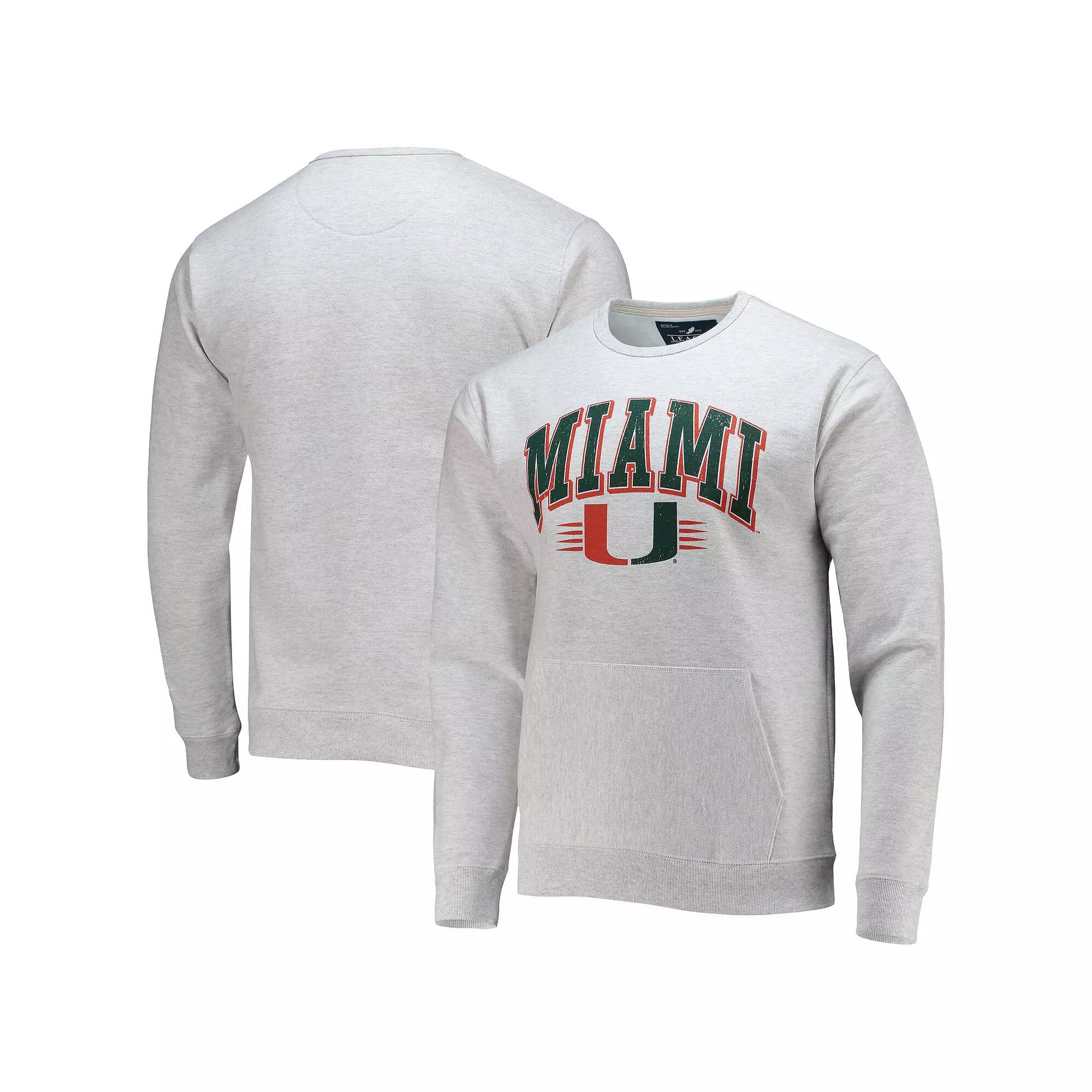 Men's League Collegiate Wear Heathered Gray Miami Hurricanes Upperclassman Pocket Pullover Sweatshirt, Size: 2XL, Grey Product Image