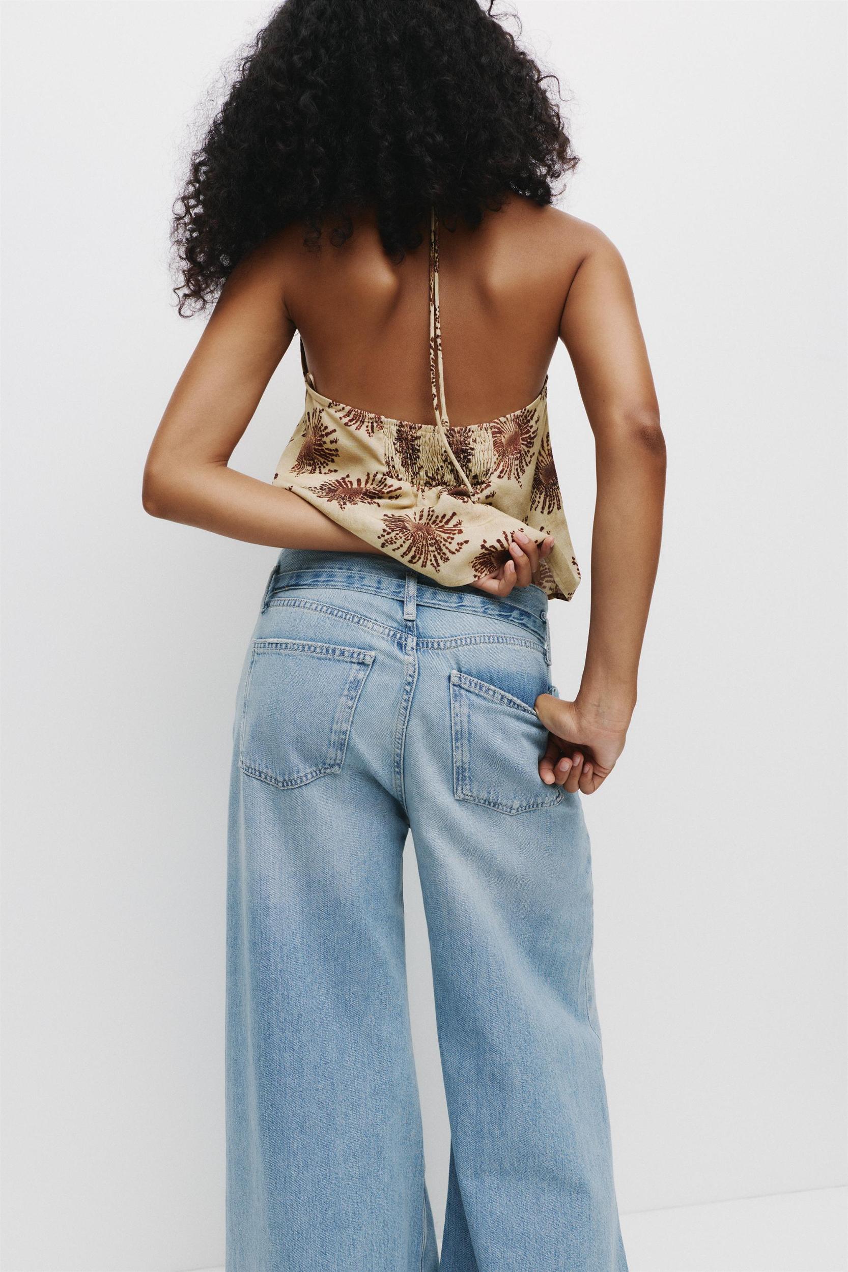 Belted super wide-leg jeans Product Image