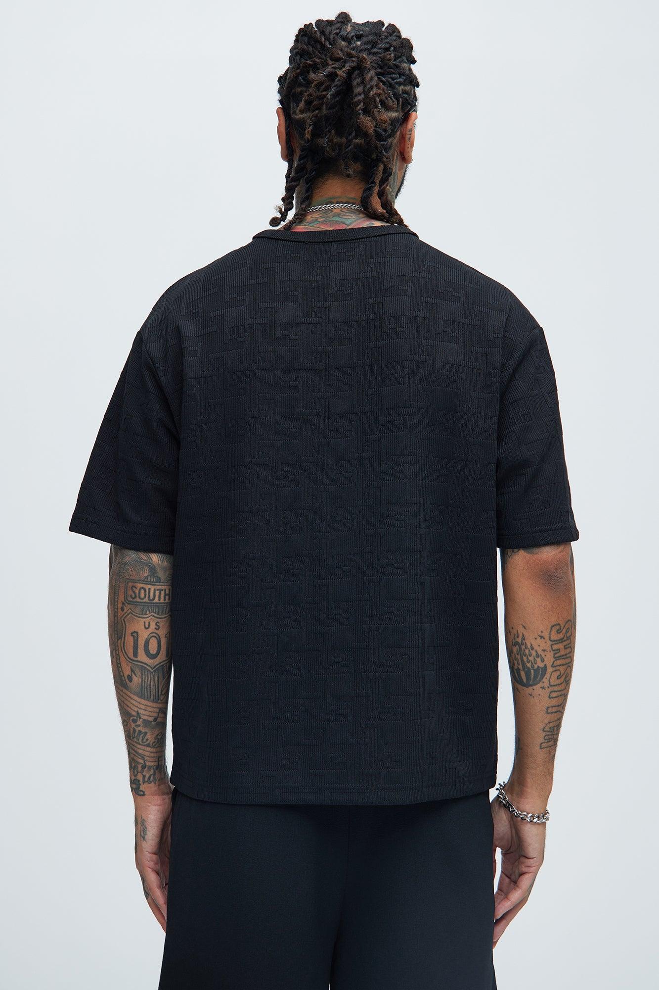 Ethel Textured Knit Relaxed  Short Sleeve Tee - Black Product Image