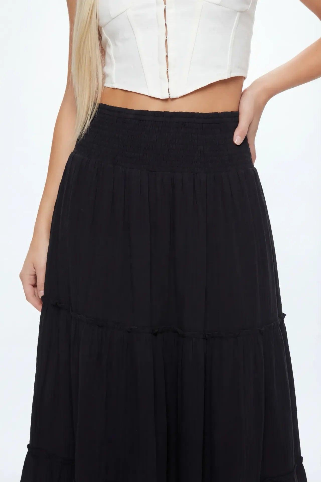 Smocked Waist Tiered Maxi Skirt Female Product Image