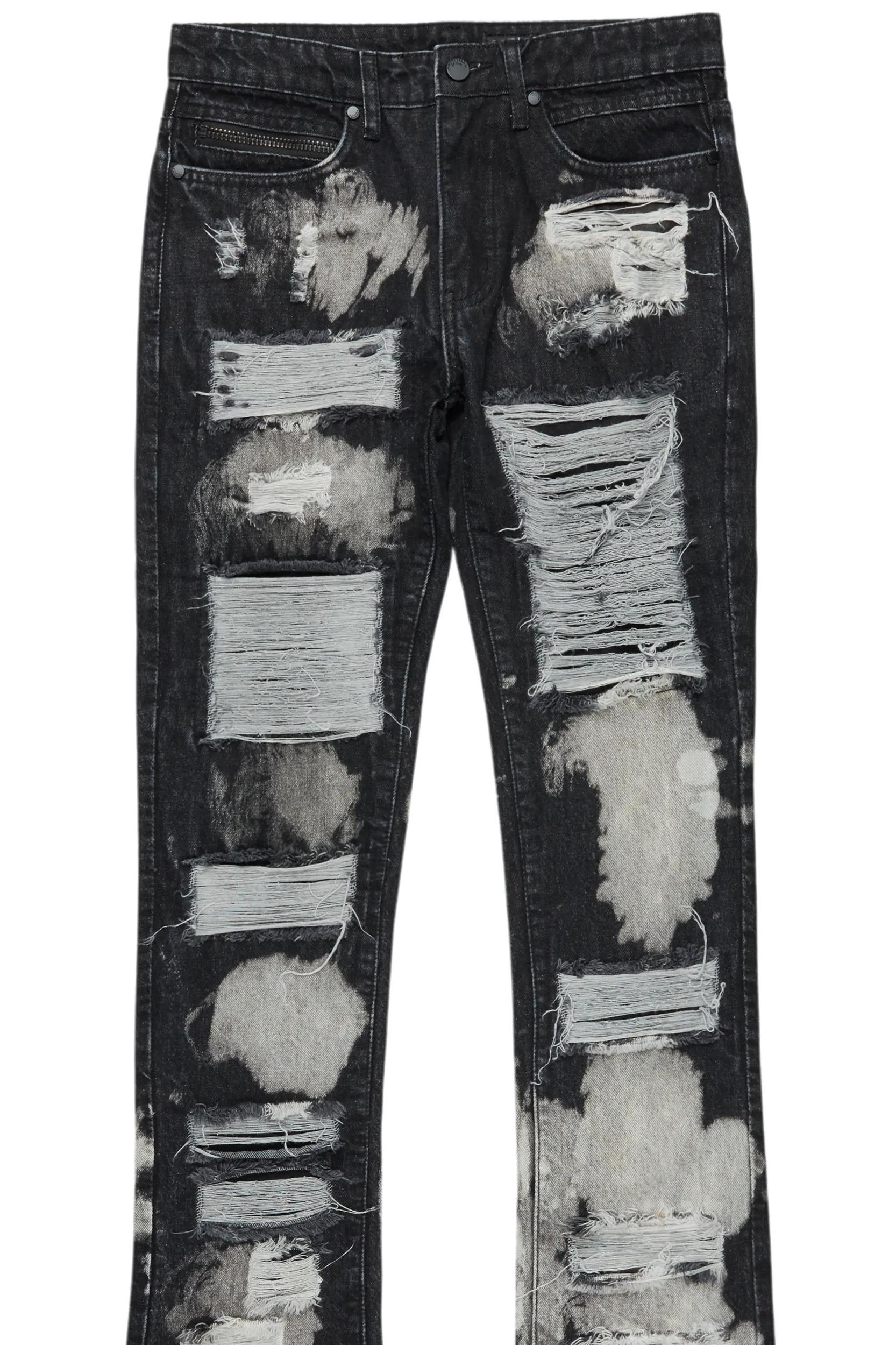 Stig Black Bleach Stacked Flare Jean Male Product Image