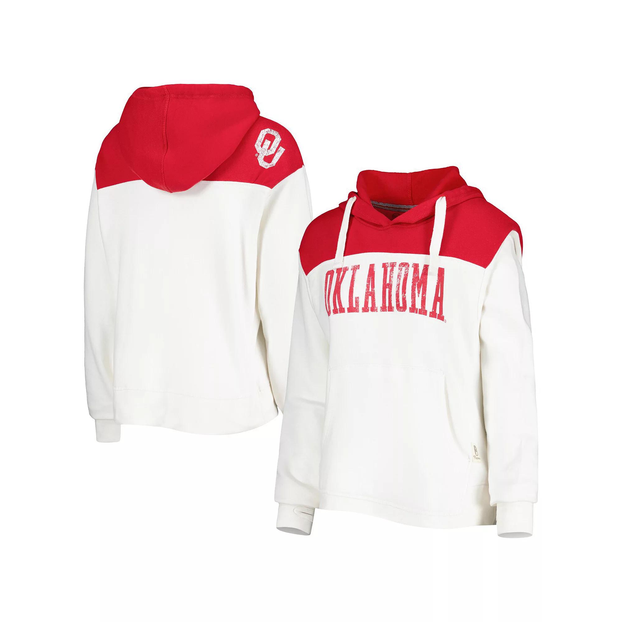 Women's Pressbox White/Crimson Oklahoma Sooners Chicago 2-Hit Yoke Pullover Hoodie, Size: XL Product Image