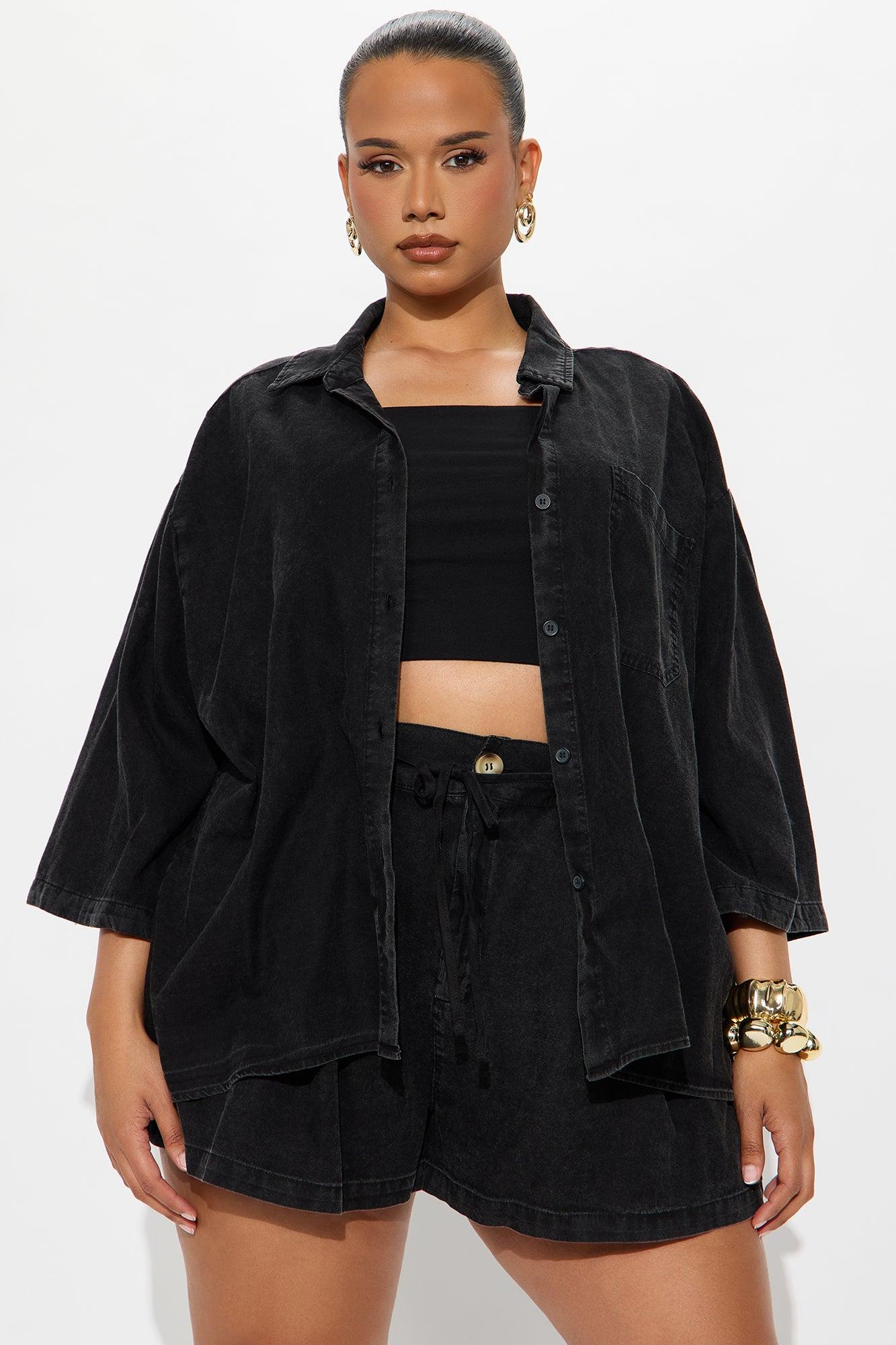 Willow Washed Short Set - Black Product Image