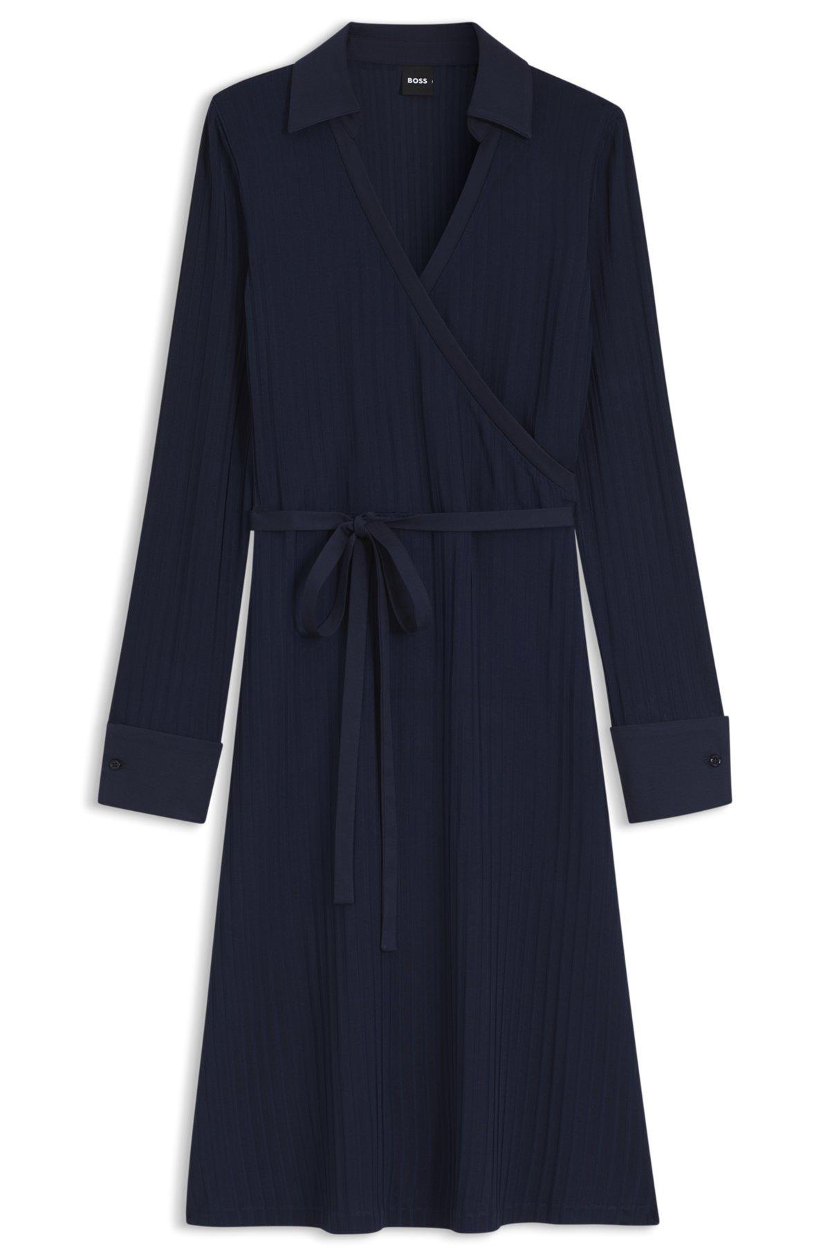 Wrap dress in lustrous ribbed jersey Product Image