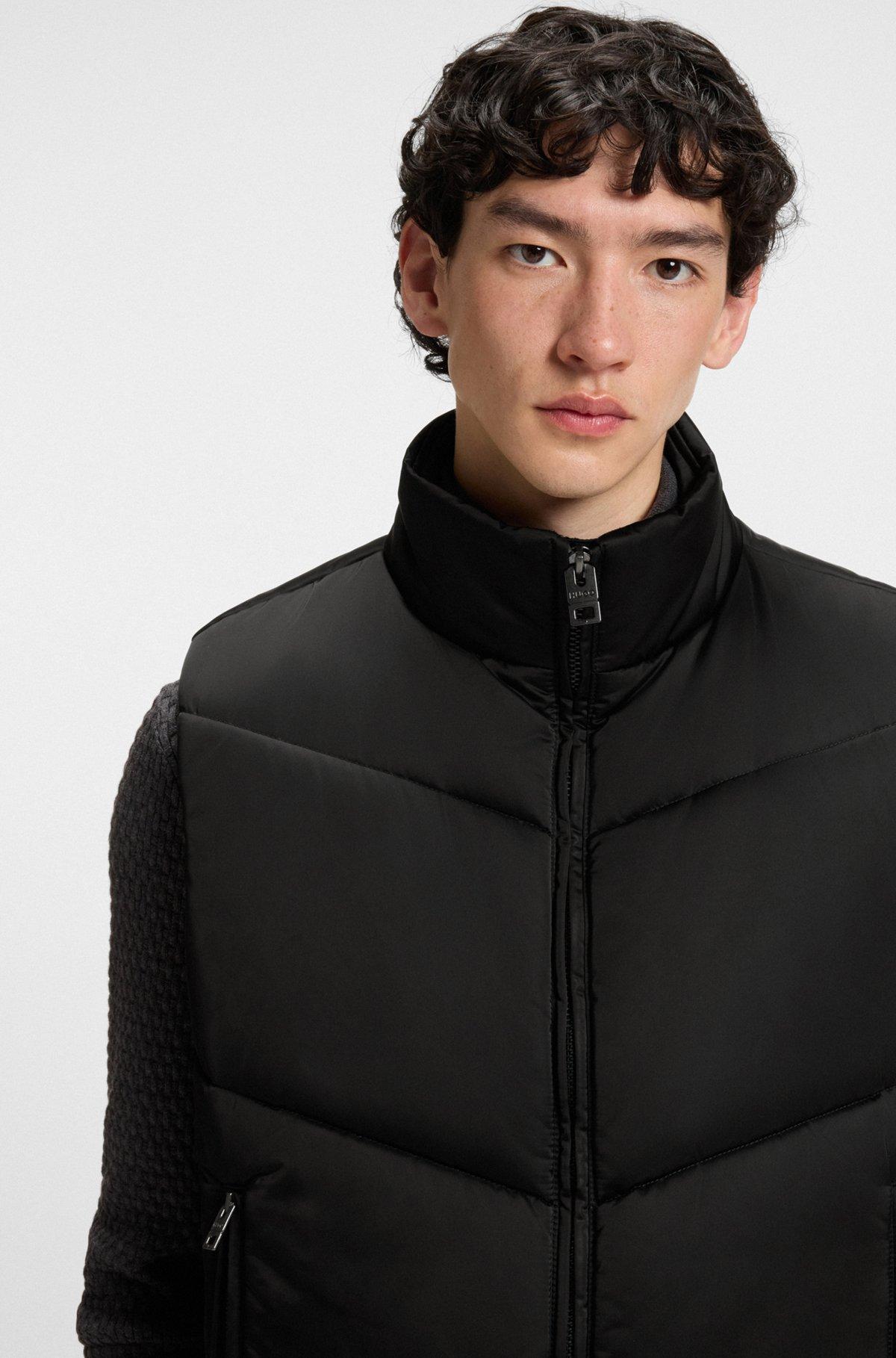 HUGO - Water-repellent gilet in padded satin - Black Product Image