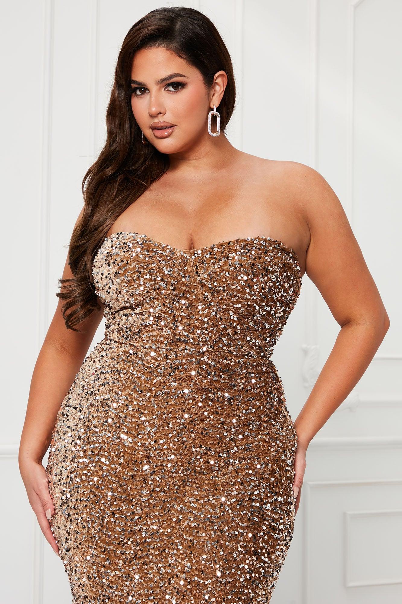 Seriously Stylish Sequin Maxi Dress - Gold Product Image