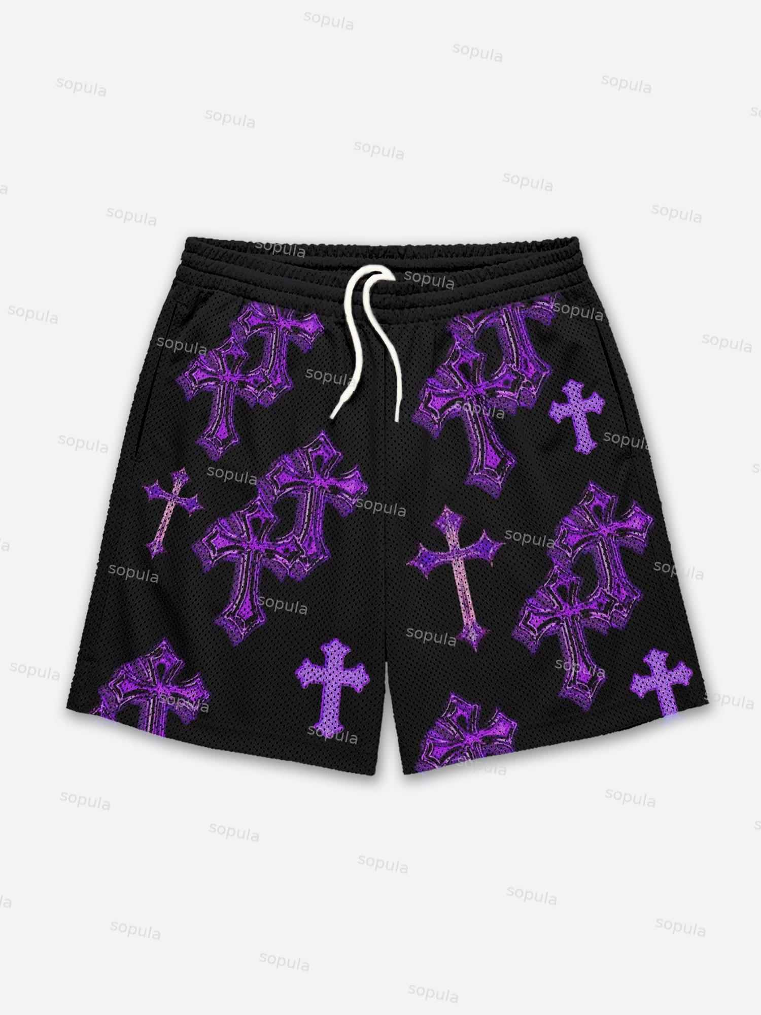 Cross Graphic Dot Mesh Shorts Product Image