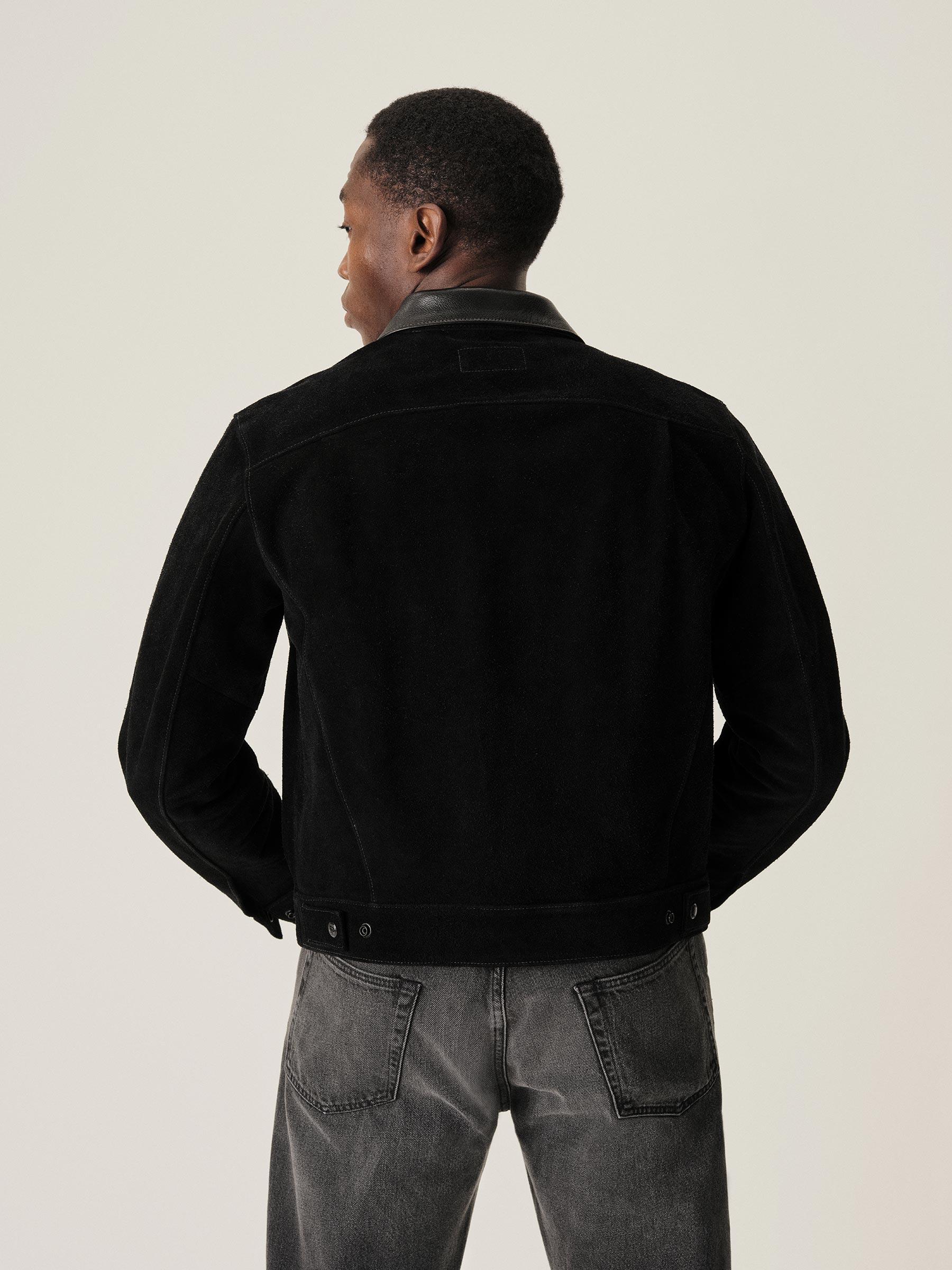 Black Rambler Suede Trucker Jacket Product Image