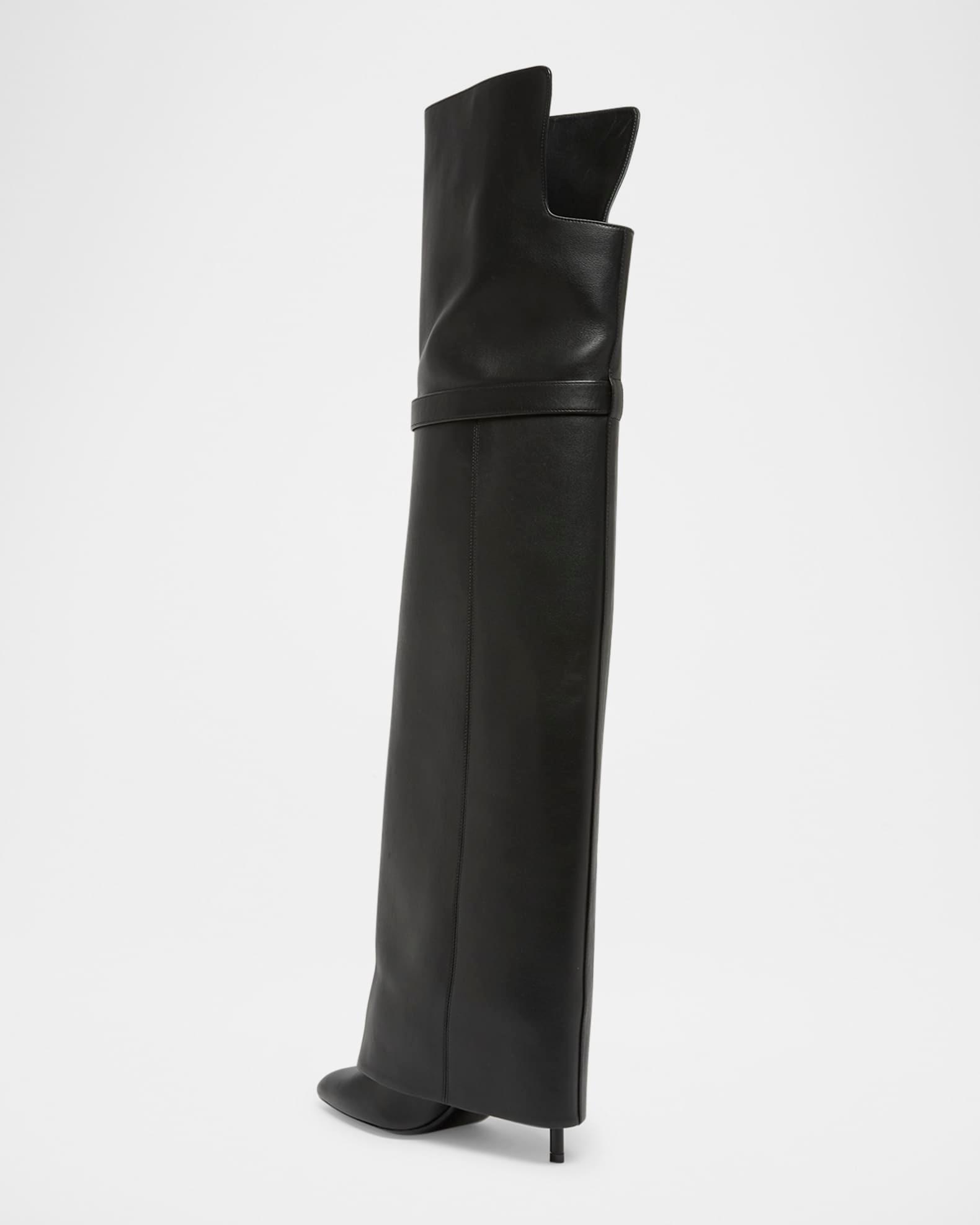 Shark Lock Leather Over-the-Knee Boots Product Image
