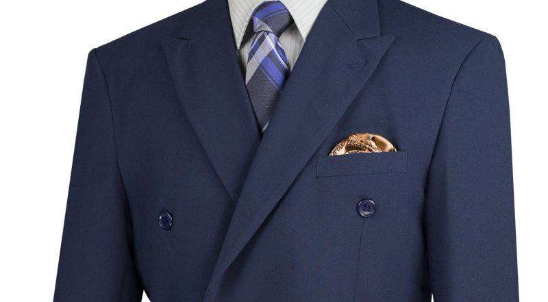 Ramses Collection - Navy Regular Fit Double Breasted 2 Piece Suit with Adjustable Waistband Pants Product Image