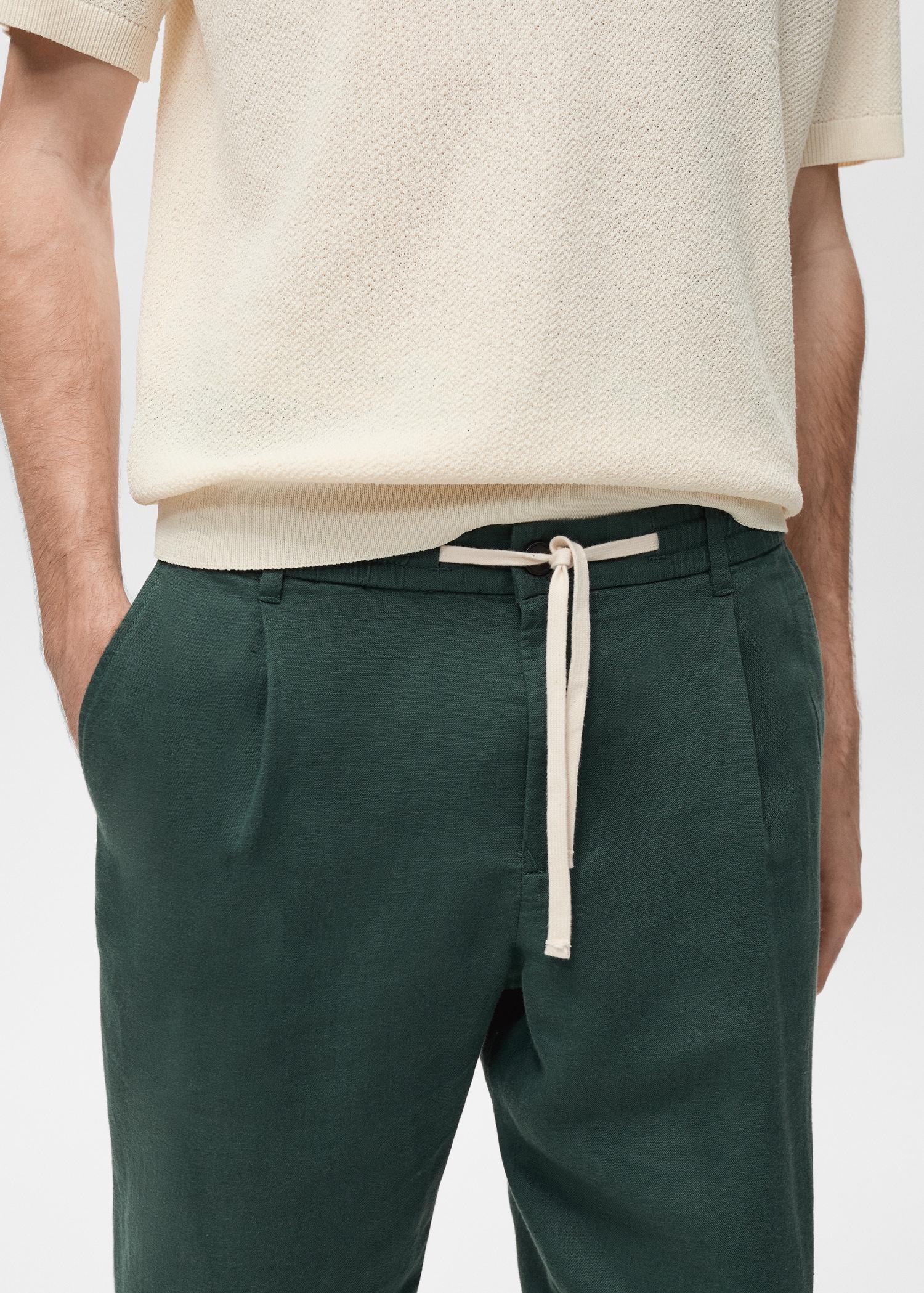 Slim-fit pants with drawstring - Men | MANGO USA Product Image