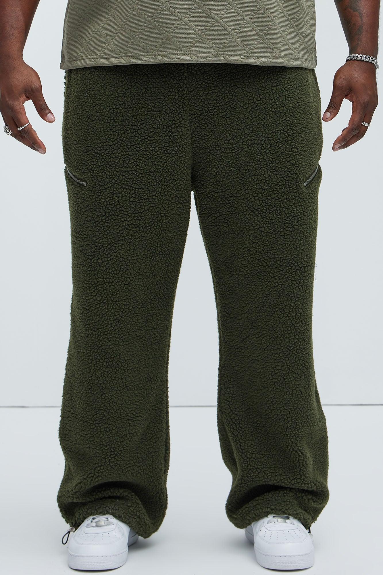 Axel Polar Fleece Zip Straight Sweatpants - Olive Product Image