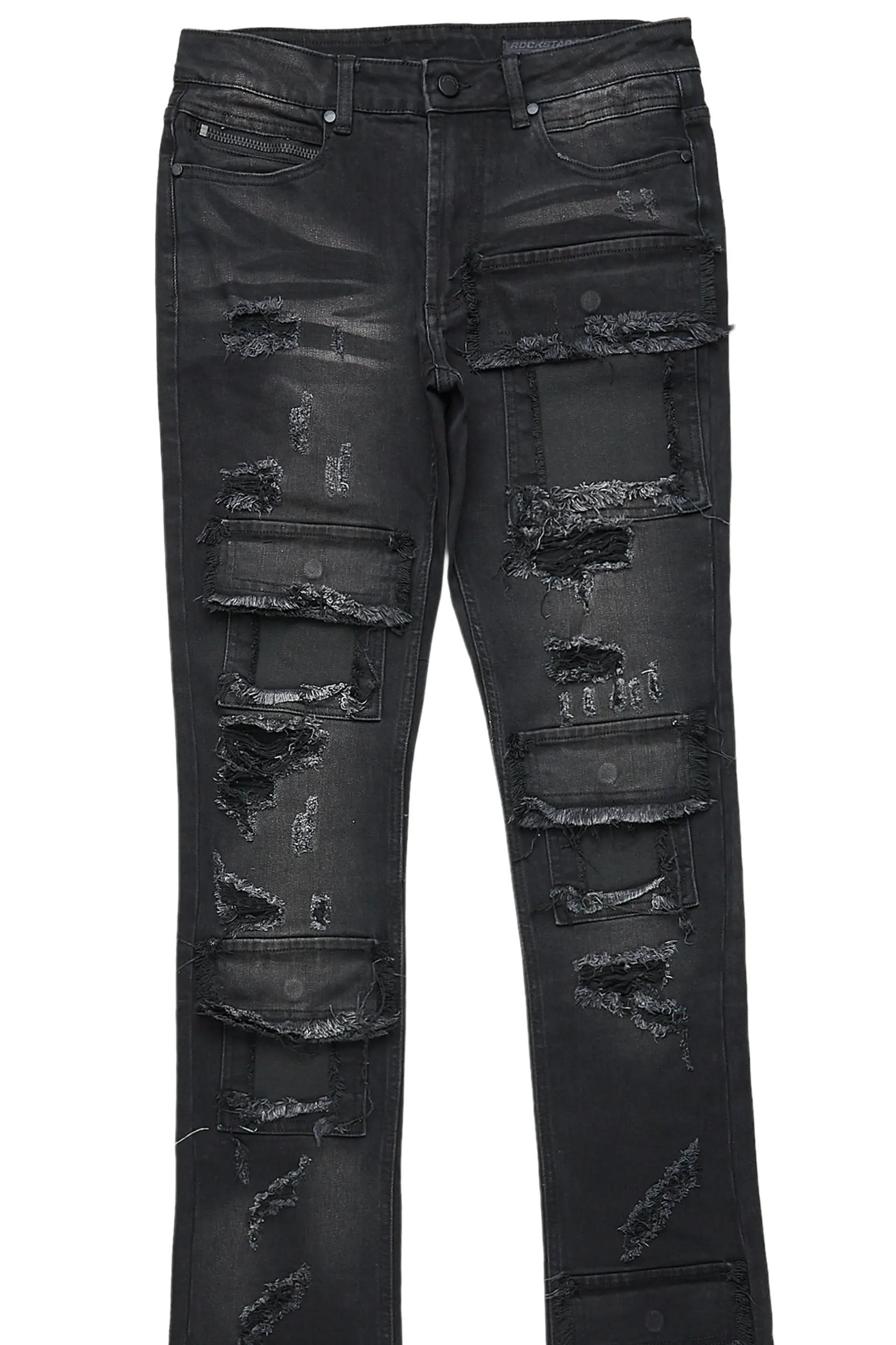 Pooja Black Super Stacked Flare Jean Male Product Image