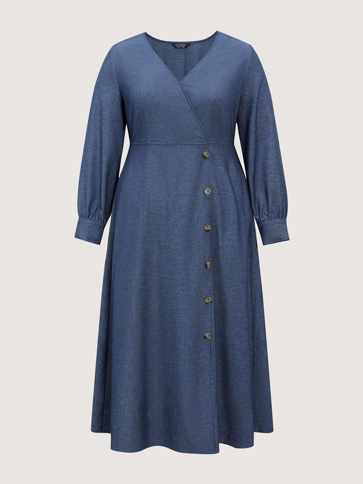 Waist Defining Buttons Pockets Maxi Denim Dress Female Product Image